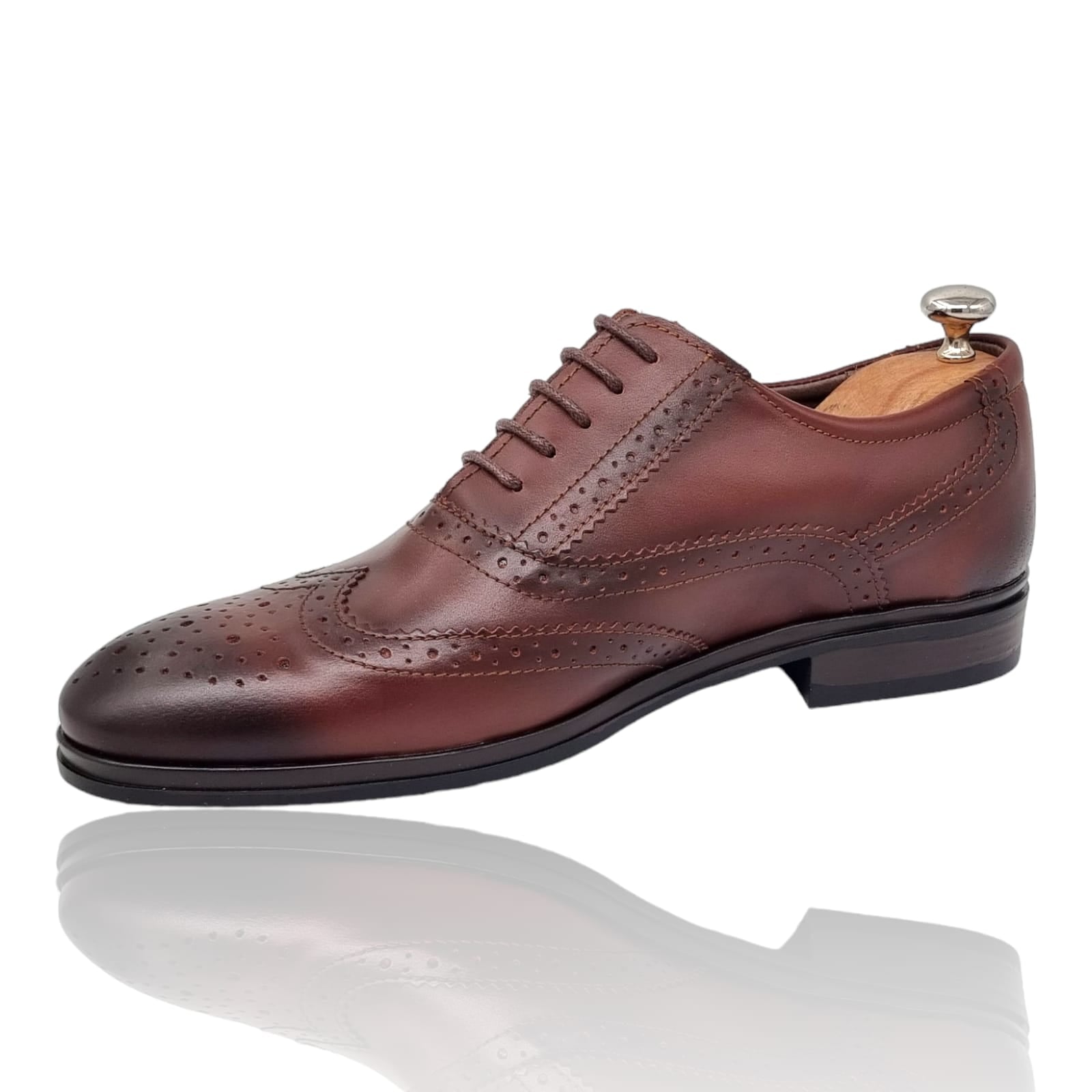 Pantofi Bărbați Eleganți Din Piele Naturală Maro 589