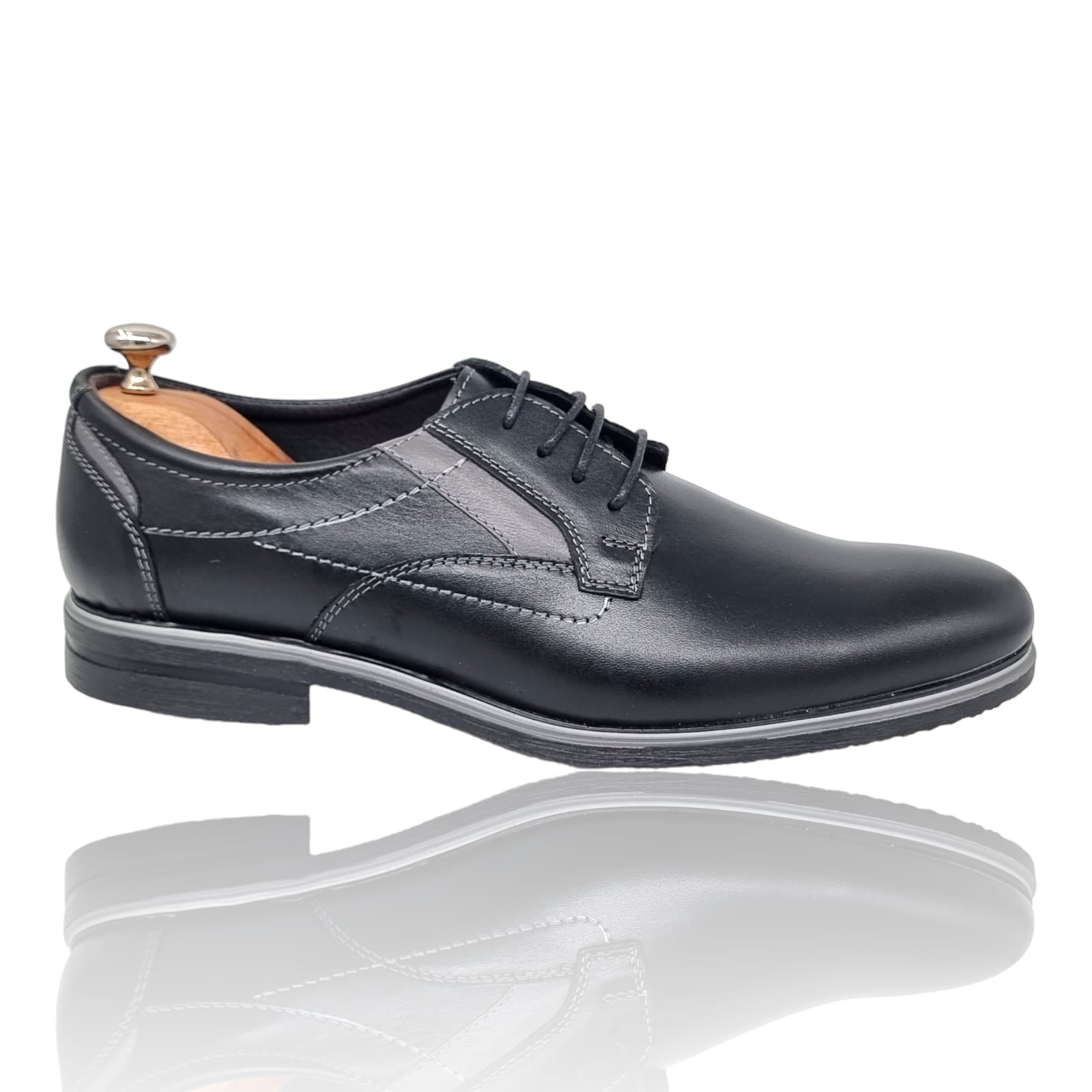 Pantofi Bărbați Eleganți Din Piele Naturală Neagră 586