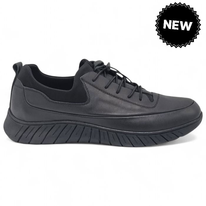 Pantofi Bărbați Sport Din Piele Naturală Neagră 3562