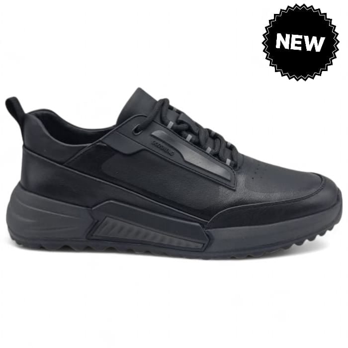Pantofi Bărbați Sport Din Piele Naturală Neagră 3564
