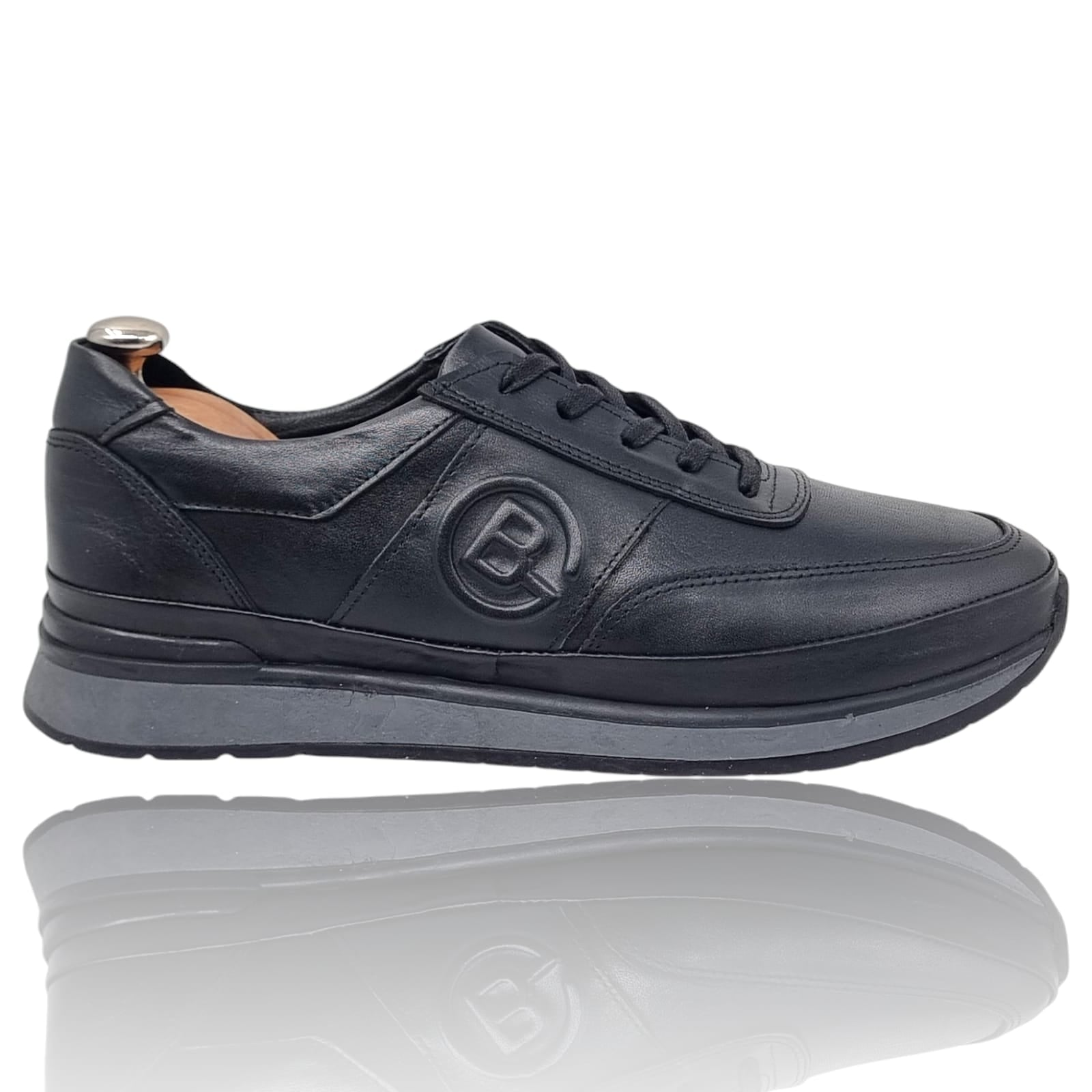Pantofi Bărbați Sport Din Piele Naturală Neagra 3557