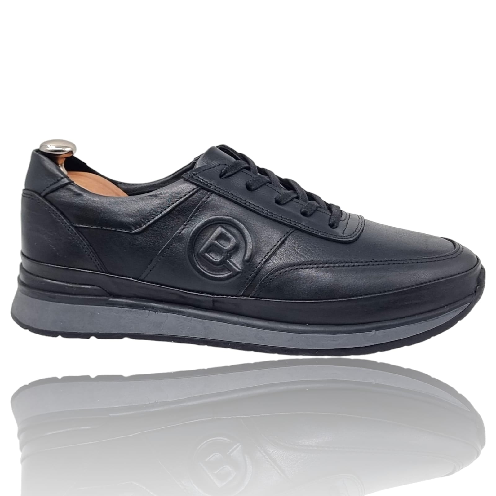 Pantofi Bărbați Sport Din Piele Naturală Neagra 3557