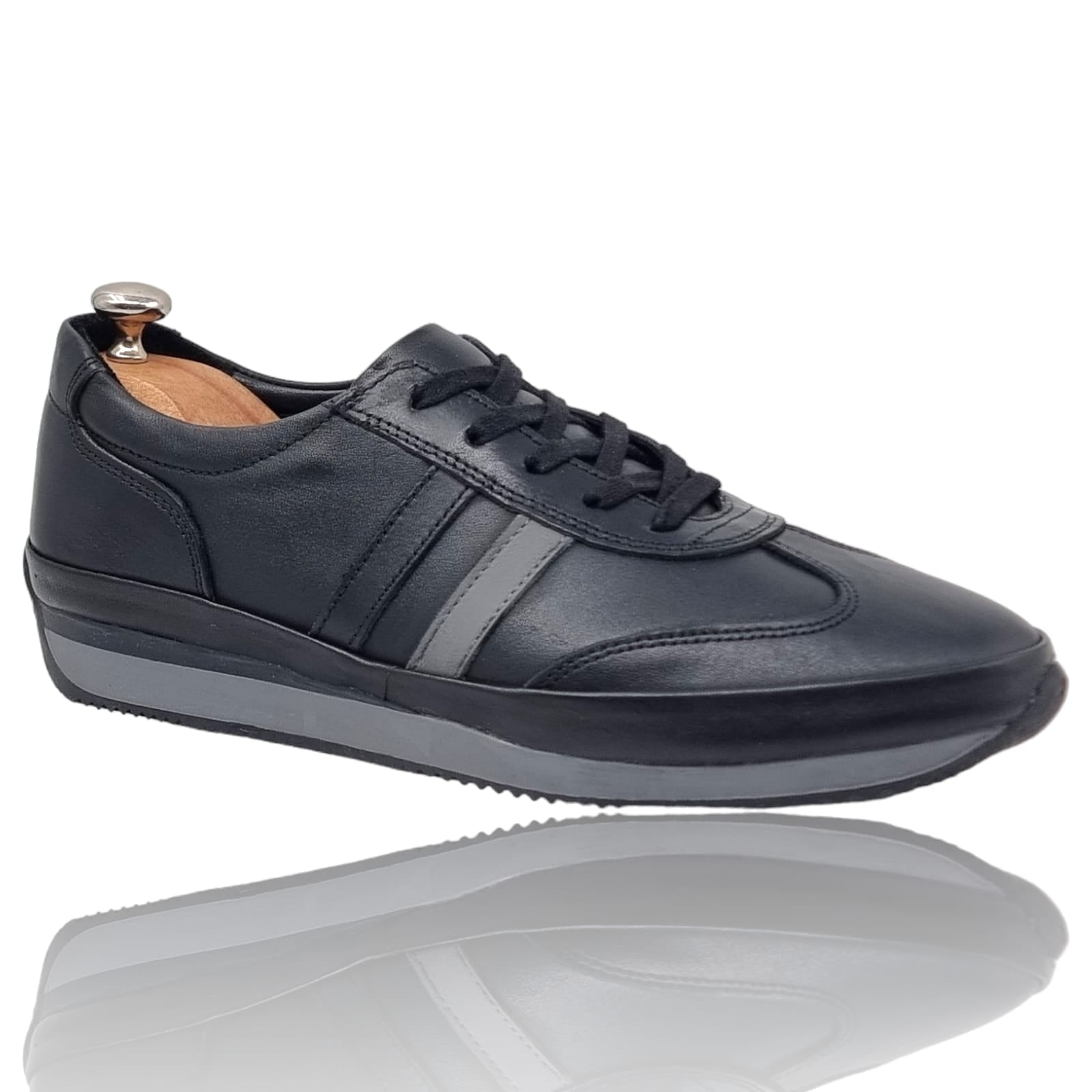 Pantofi Bărbați Sport Din Piele Naturală Neagră 3558