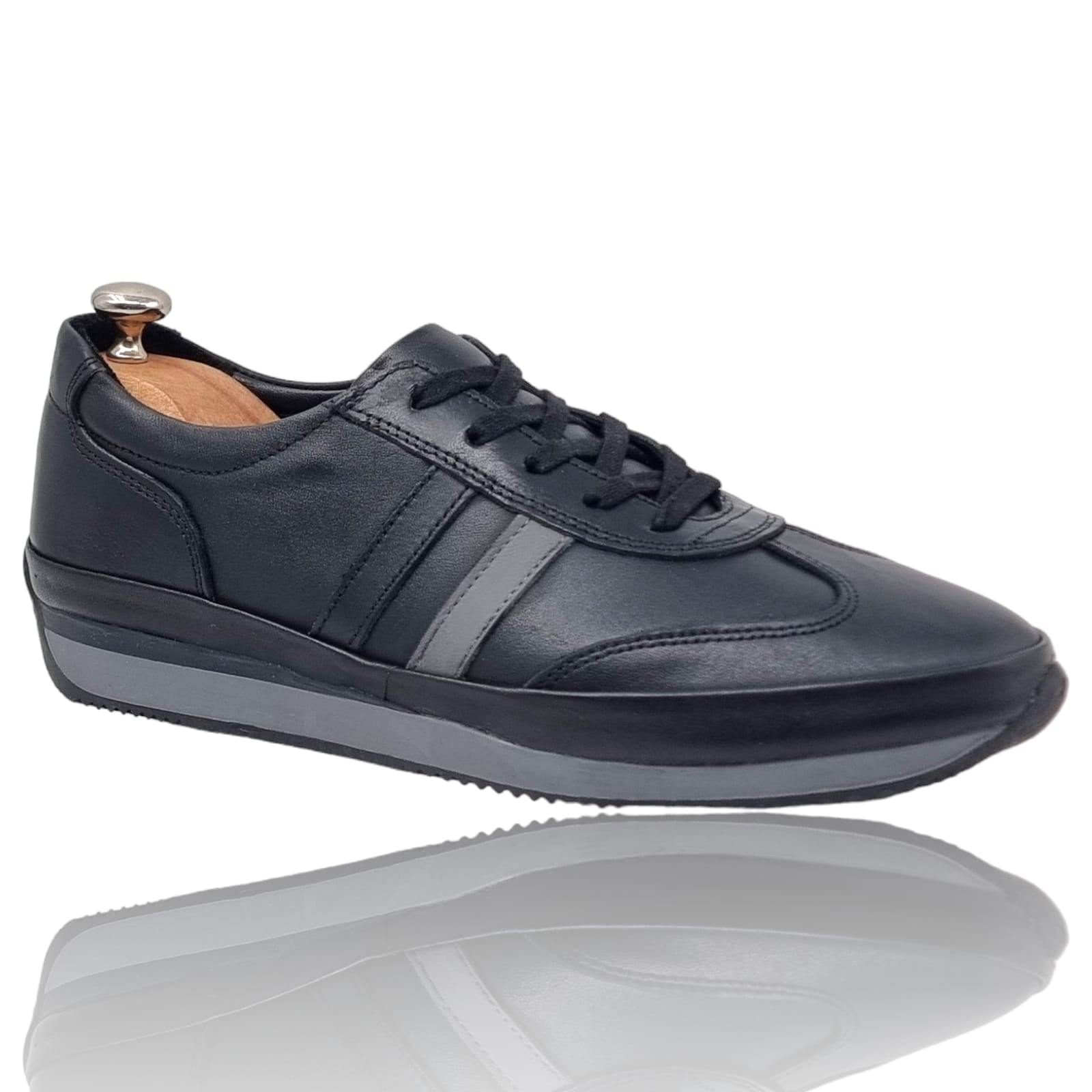Pantofi Bărbați Sport Din Piele Naturală Neagră 3558