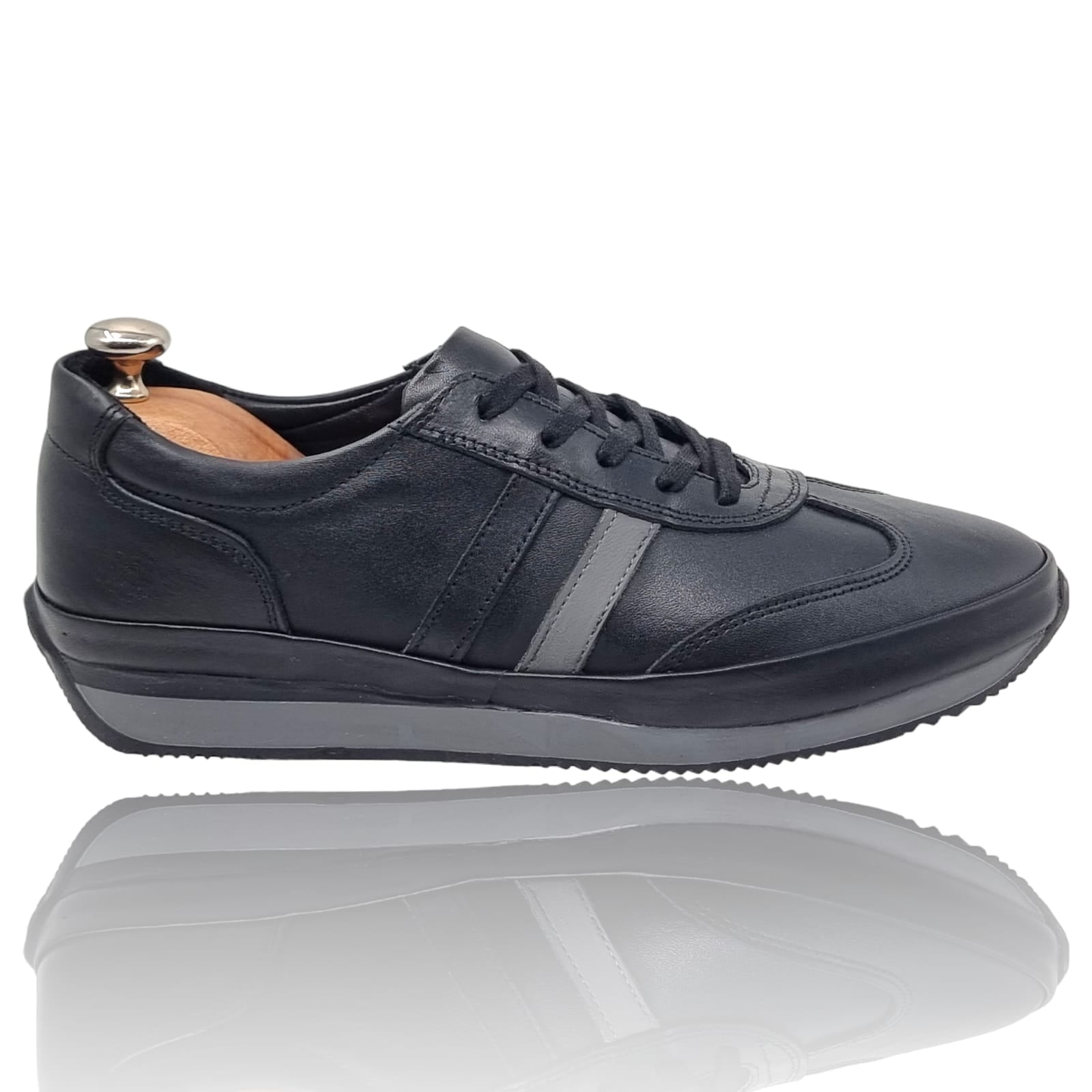 Pantofi Bărbați Sport Din Piele Naturală Neagră 3558