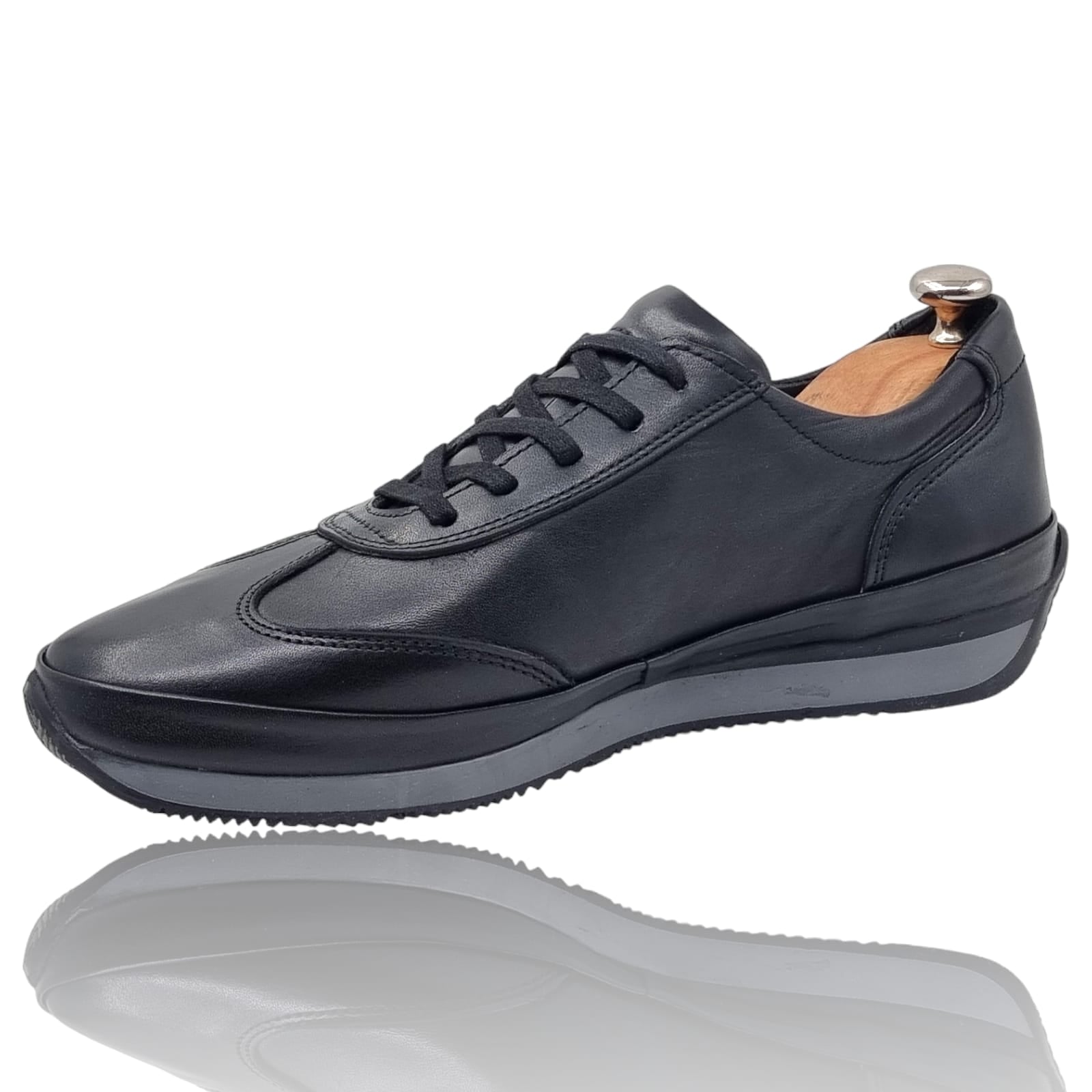 Pantofi Bărbați Sport Din Piele Naturală Neagră 3559