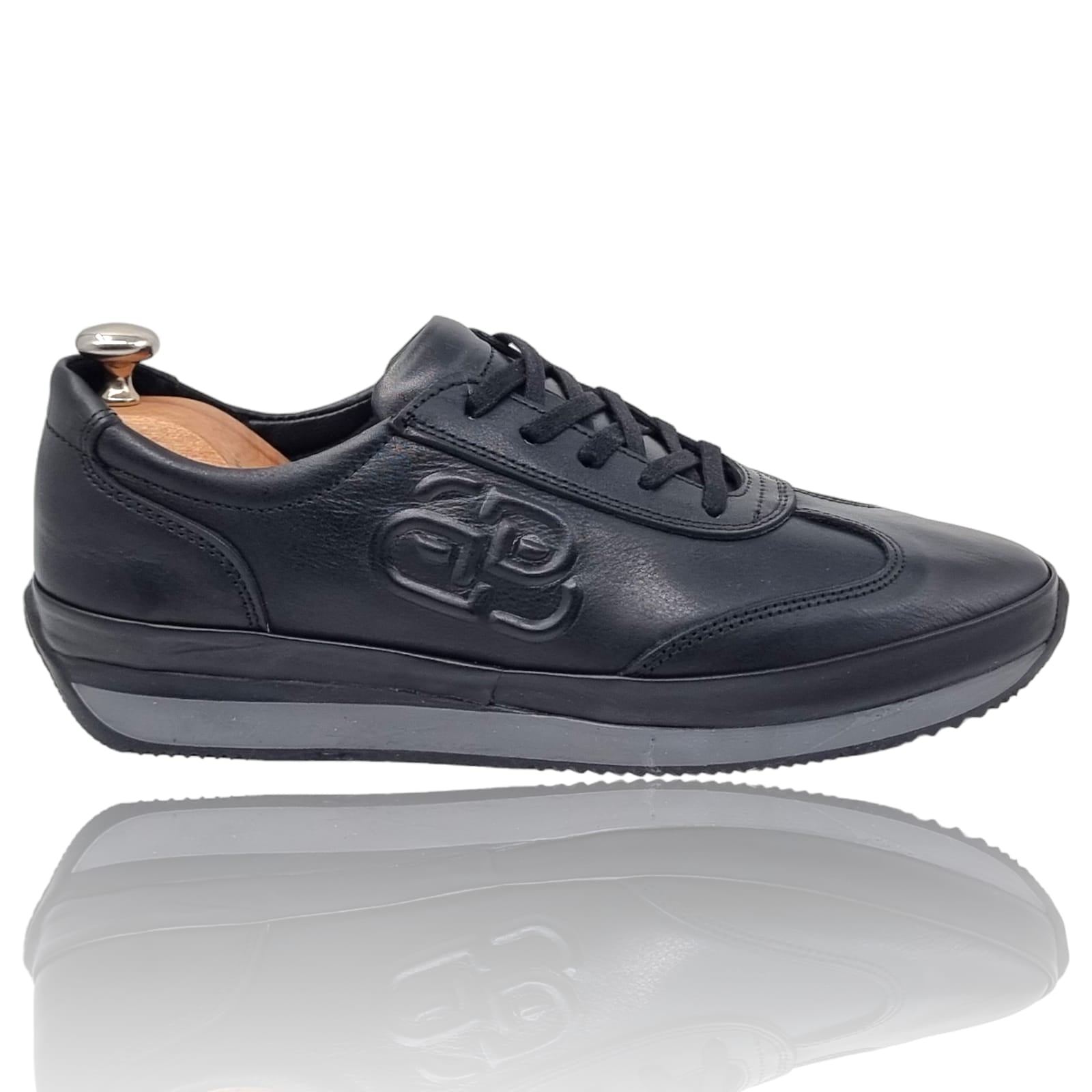 Pantofi Bărbați Sport Din Piele Naturală Neagră 3559