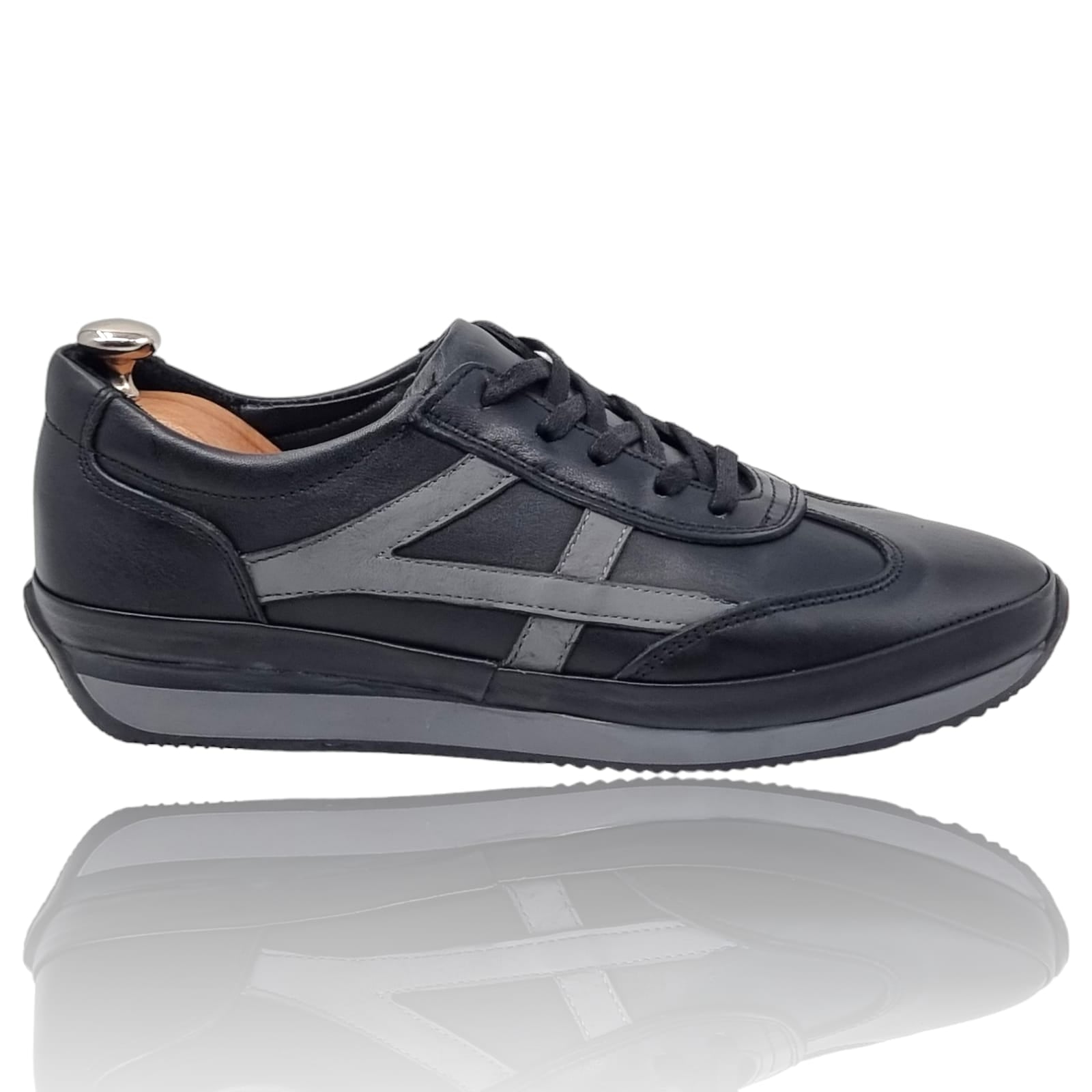 Pantofi Bărbați Sport Din Piele Naturală Neagră 3560