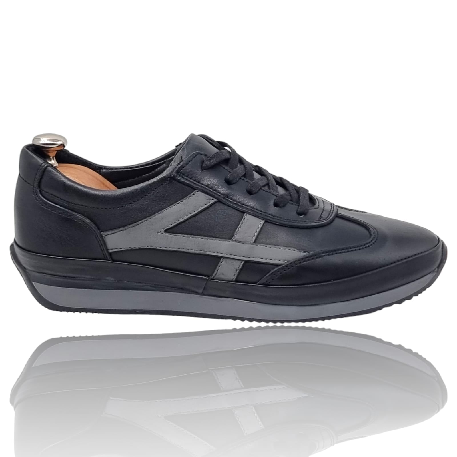 Pantofi Bărbați Sport Din Piele Naturală Neagră 3560