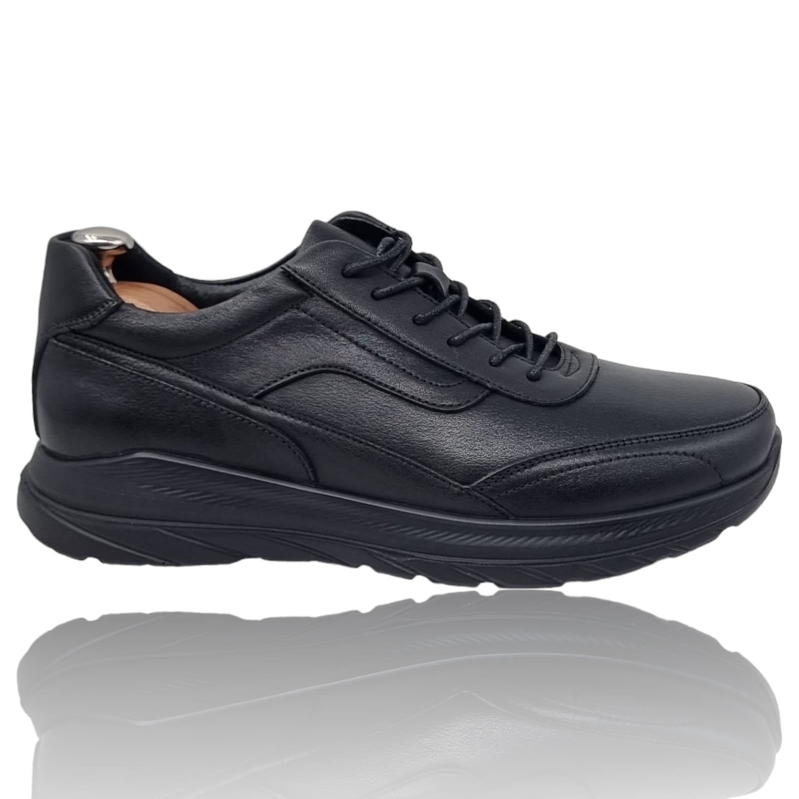 Pantofi Bărbați Sport Din Piele Naturală Neagră 3561