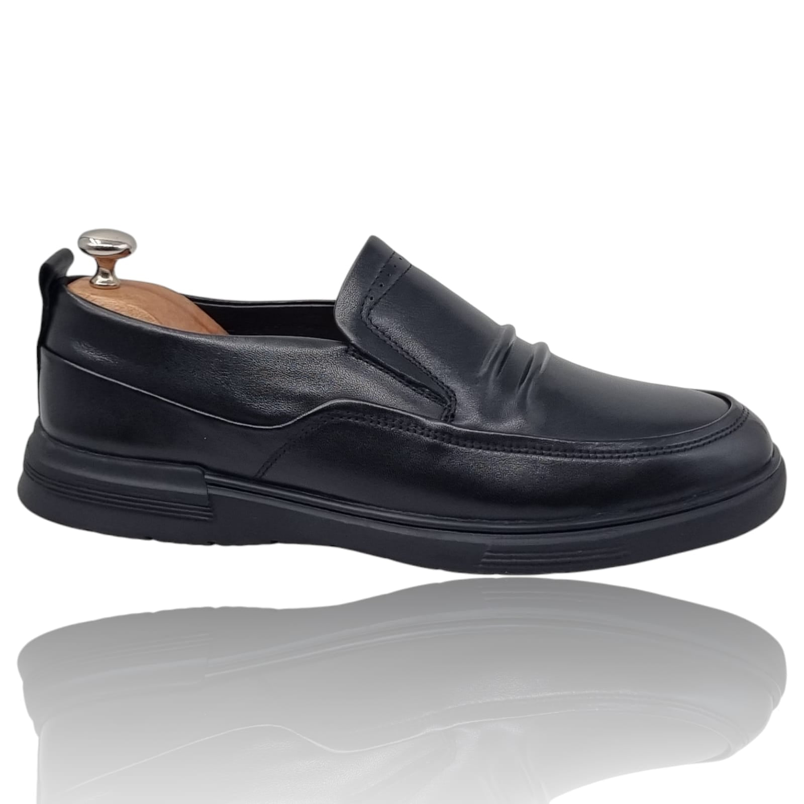 Pantofi Bărbați Casual Din Piele Naturală Neagra 2576