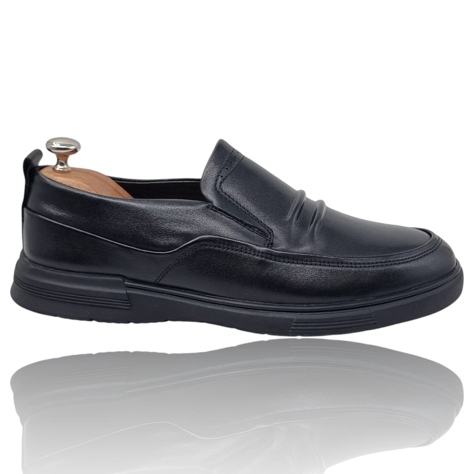 Pantofi Bărbați Casual Din Piele Naturală Neagra 2576