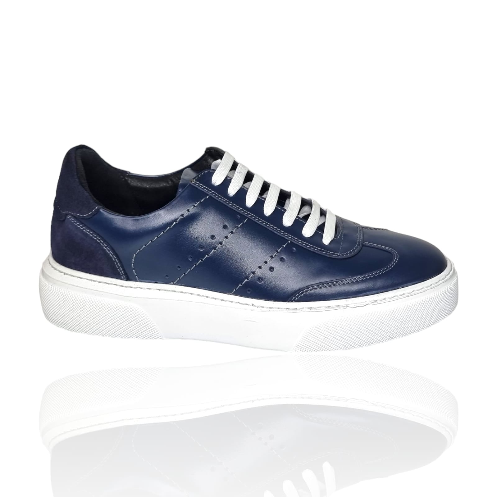 Pantofi Bărbați Sport Din Piele Naturală Blue 3541