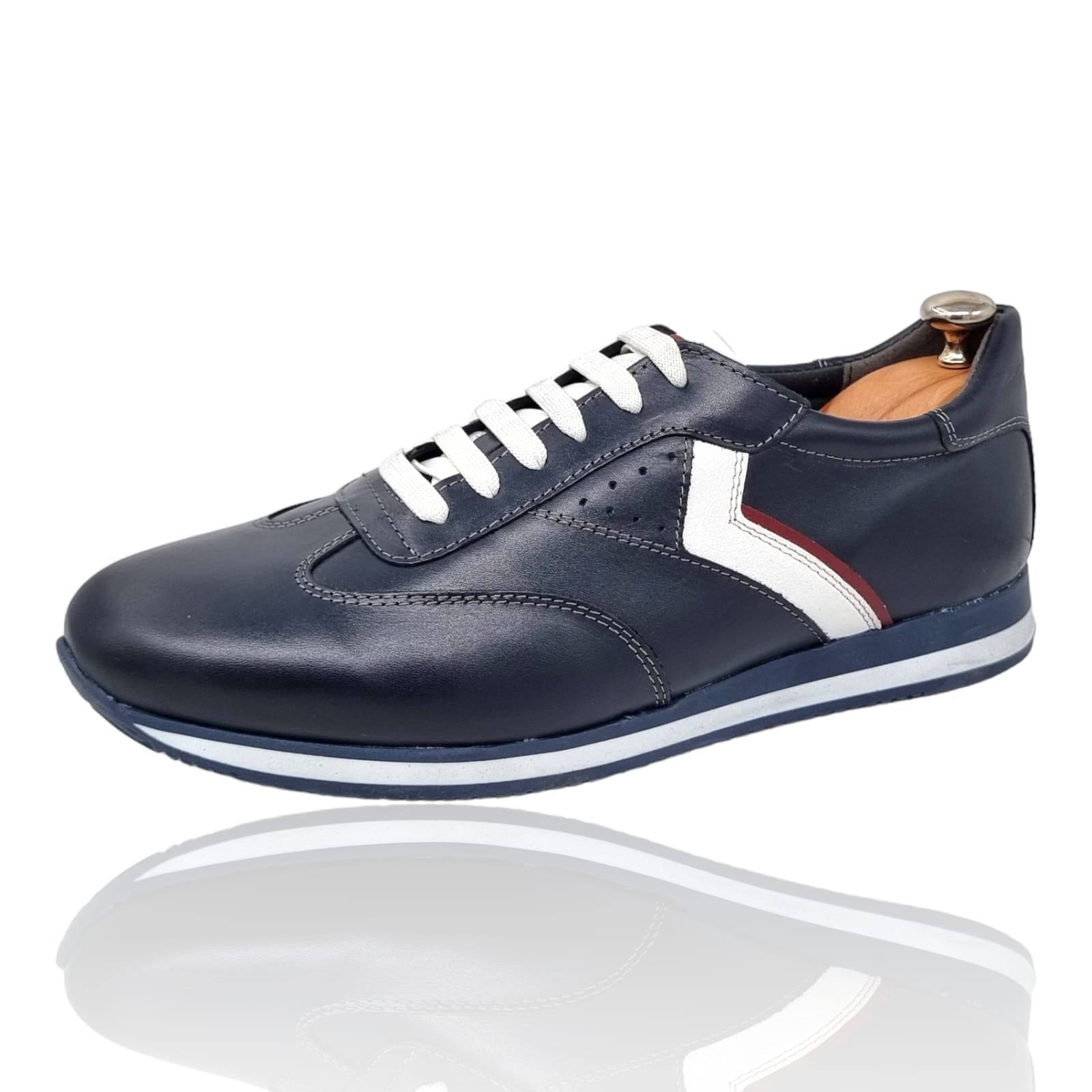 Pantofi Bărbați Sport Din Piele Naturală Blue 3507