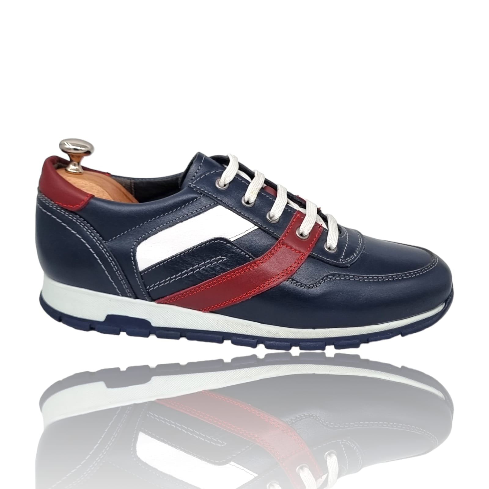 Pantofi Bărbați Sport Din Piele Naturală Blue 3506