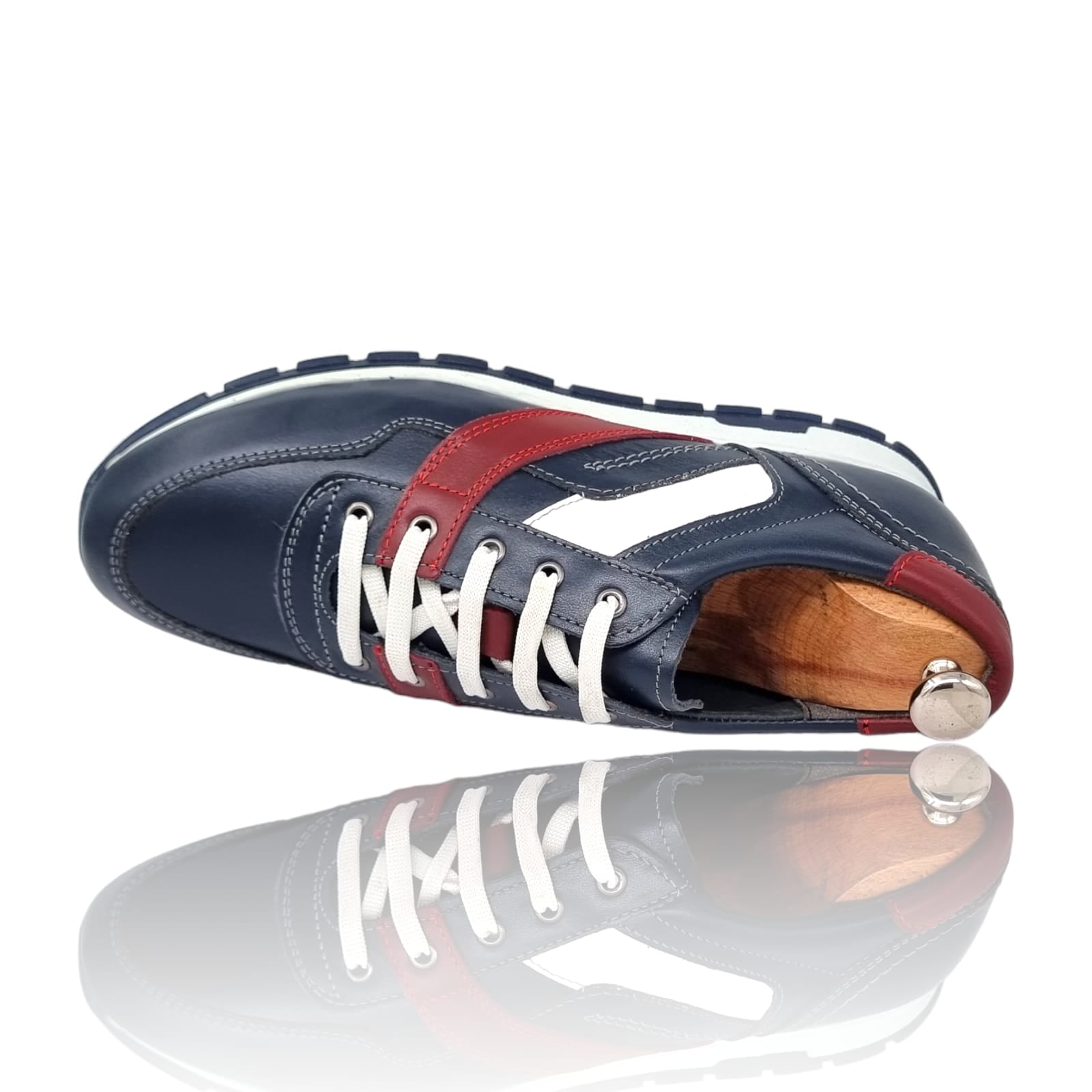 Pantofi Bărbați Sport Din Piele Naturală Blue 3506