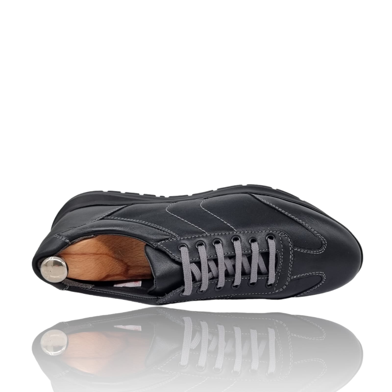 Pantofi Bărbați Sport Din Piele Naturală Neagră 3525