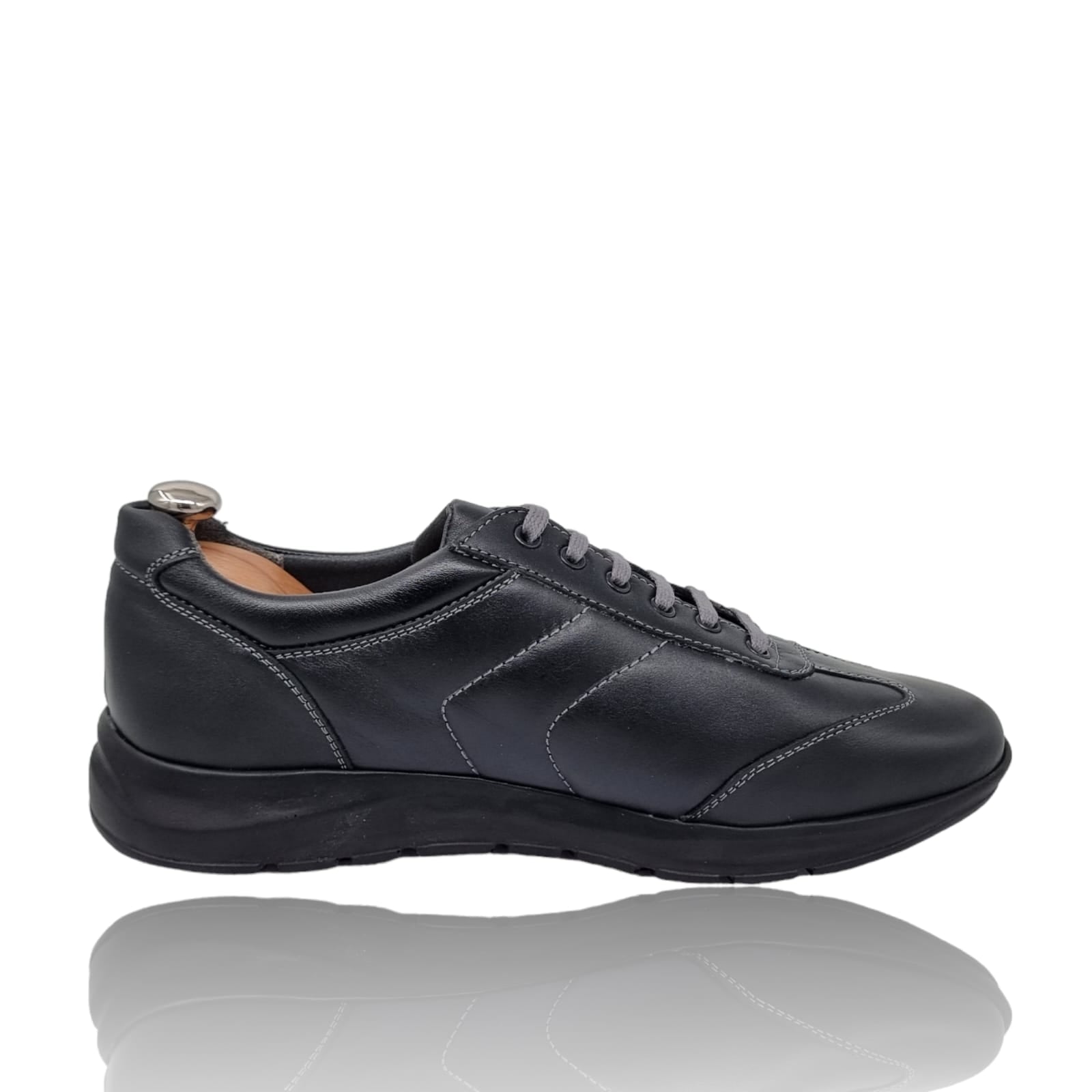 Pantofi Bărbați Sport Din Piele Naturală Neagră 3525