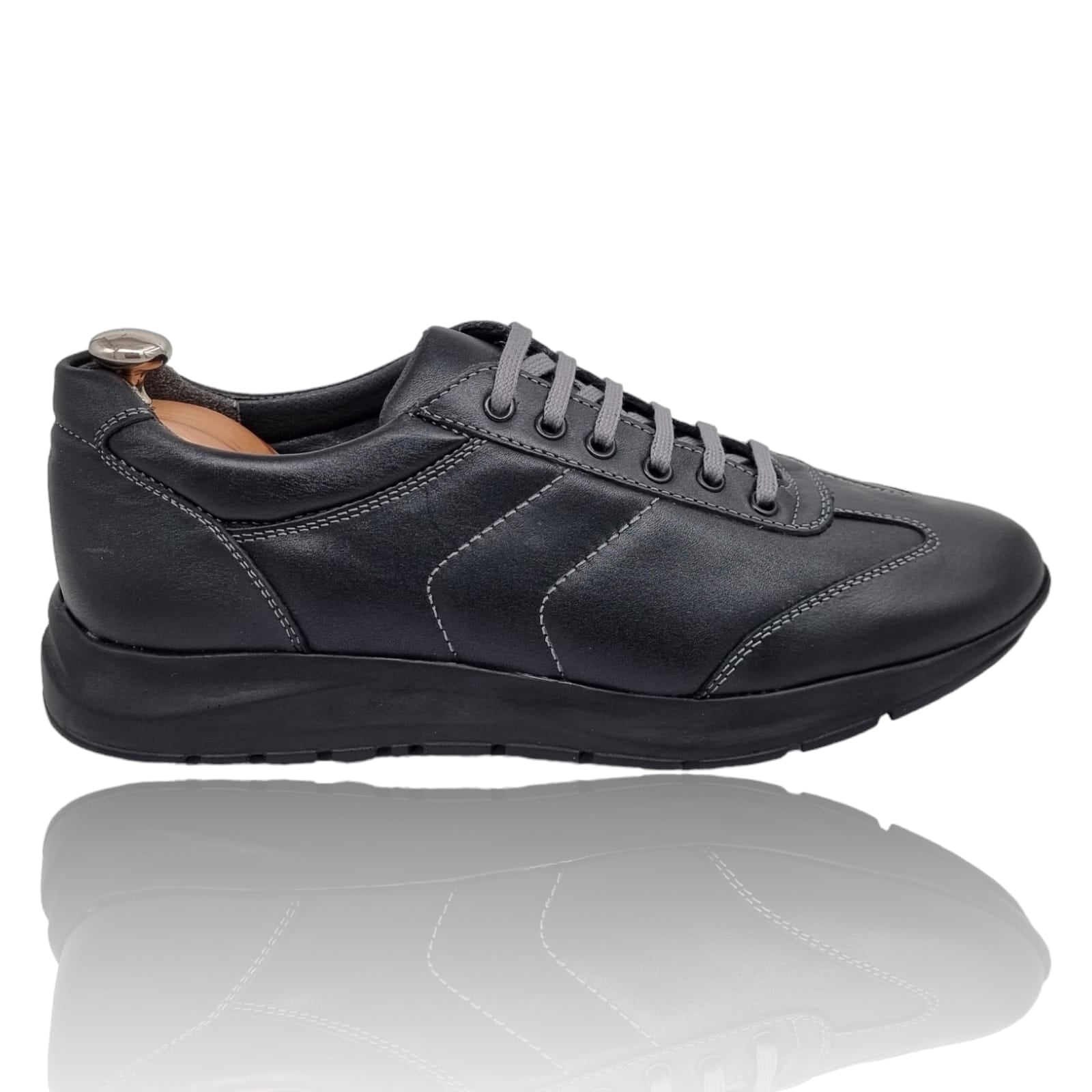 Pantofi Bărbați Sport Din Piele Naturală Neagră 3525