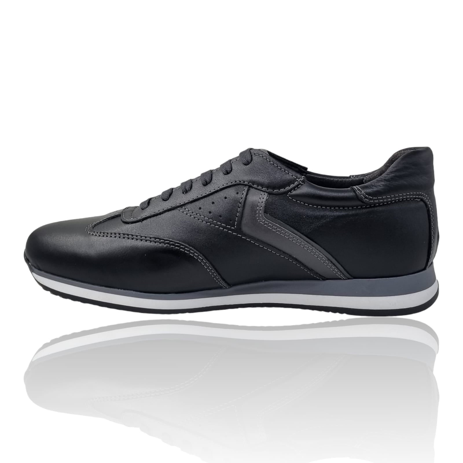 Pantofi Bărbați Sport Din Piele Naturală Neagră 3526