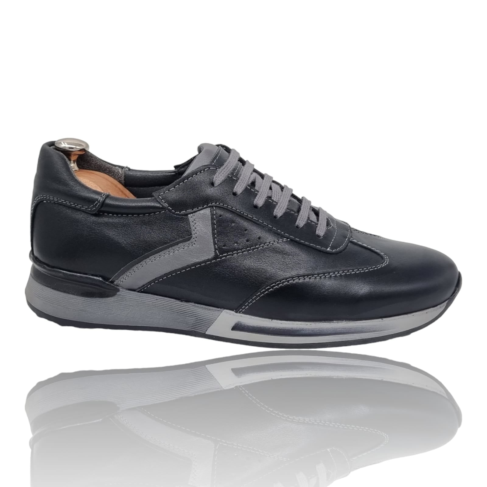 Pantofi Bărbați Sport Din Piele Naturală Neagră 3526