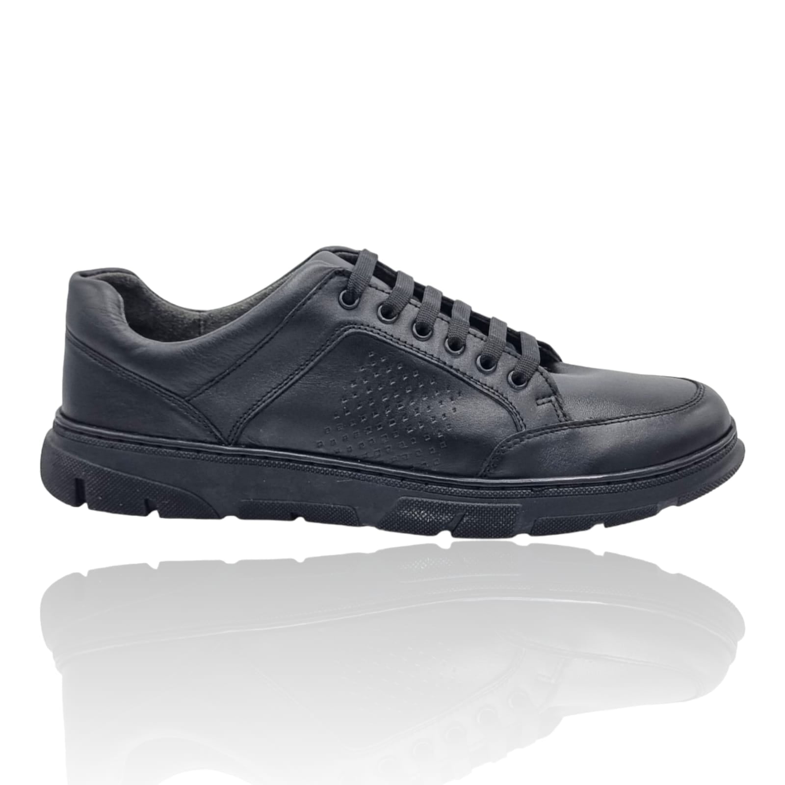 Pantofi Bărbați Sport Din Piele Naturală Neagră 3536