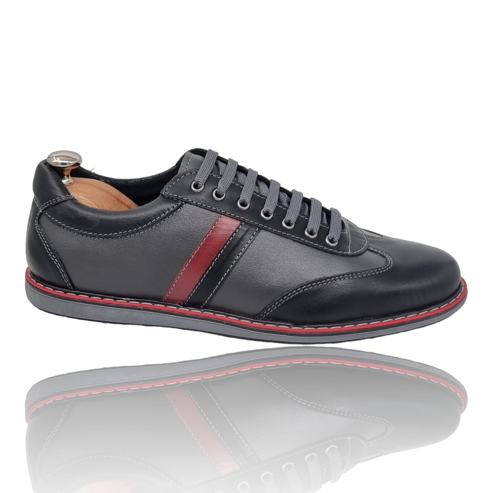 Pantofi Bărbați Sport Din Piele Naturală Neagra 3544