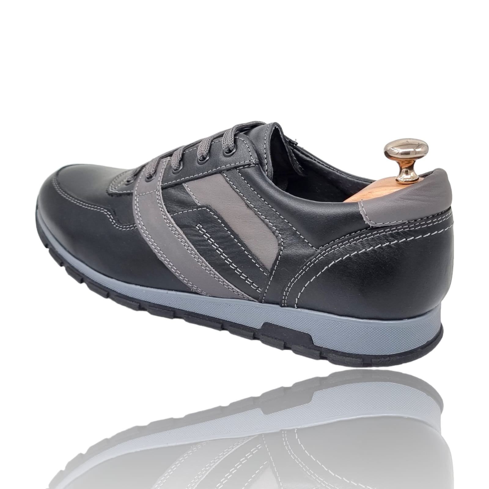 Pantofi Bărbați Sport Din Piele Naturală Neagră 3505