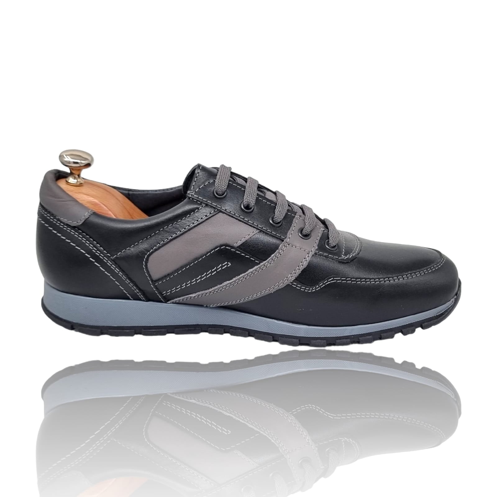 Pantofi Bărbați Sport Din Piele Naturală Neagră 3505