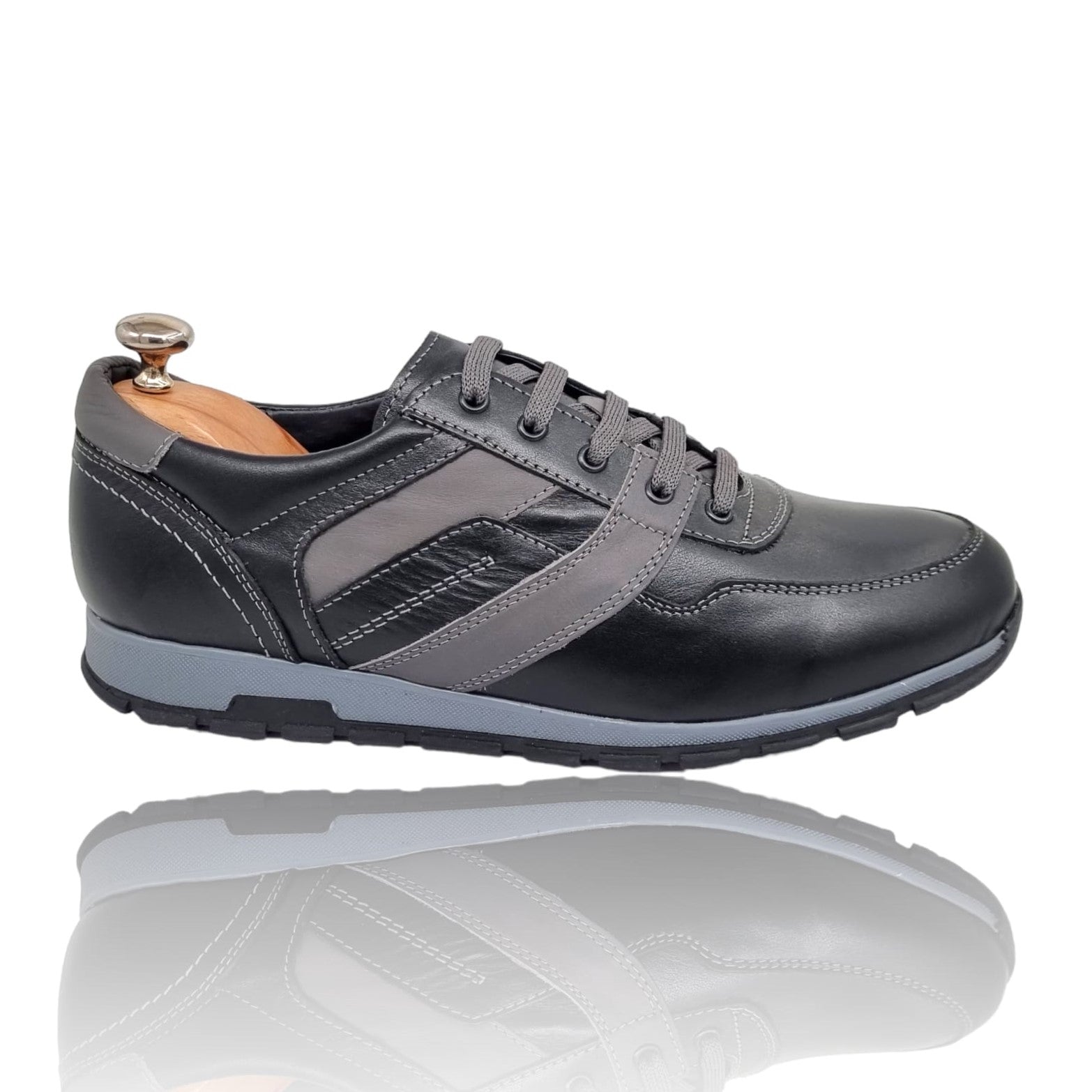 Pantofi Bărbați Sport Din Piele Naturală Neagră 3505