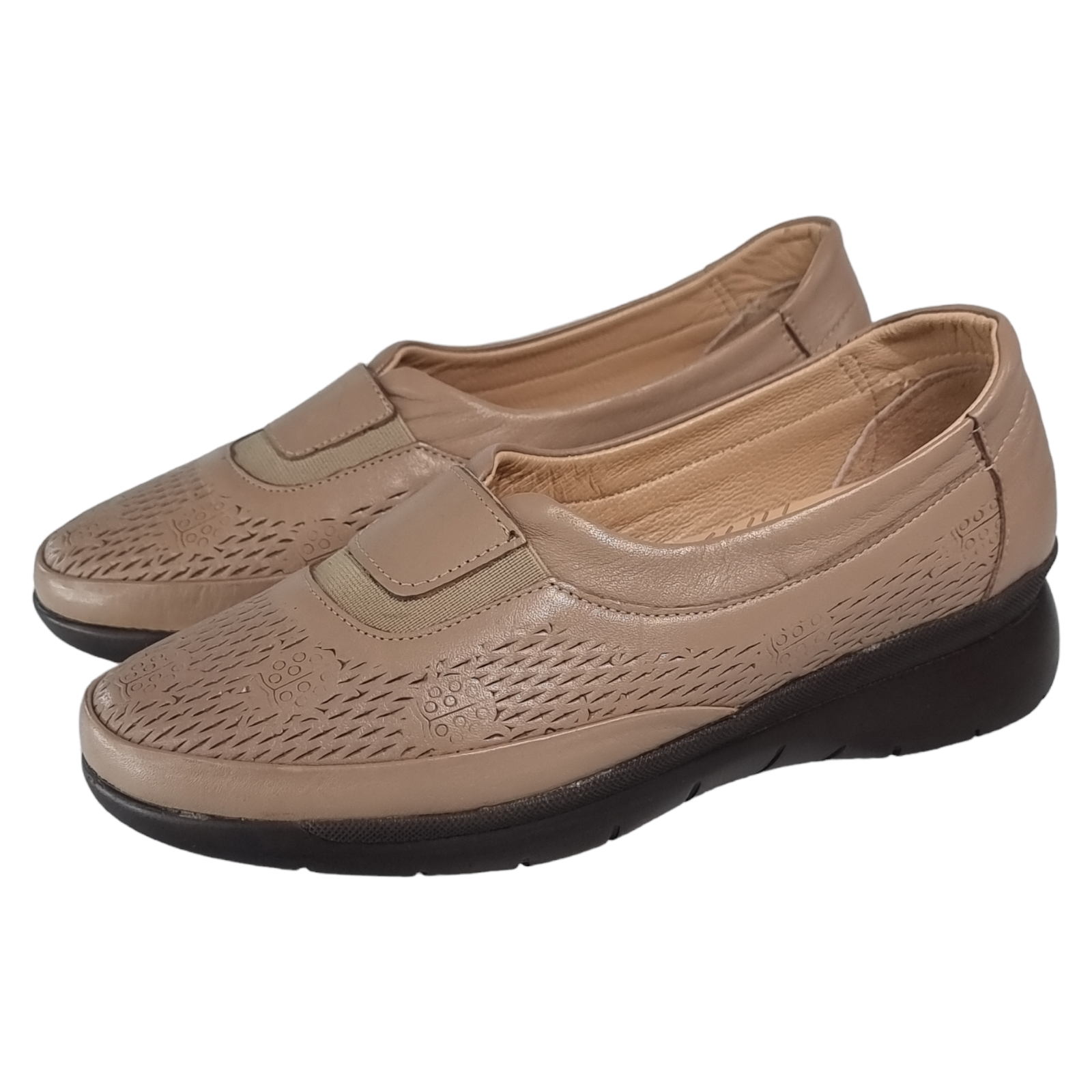 Pantofi Damă Casual Confort Din Piele Naturală Bej 25113