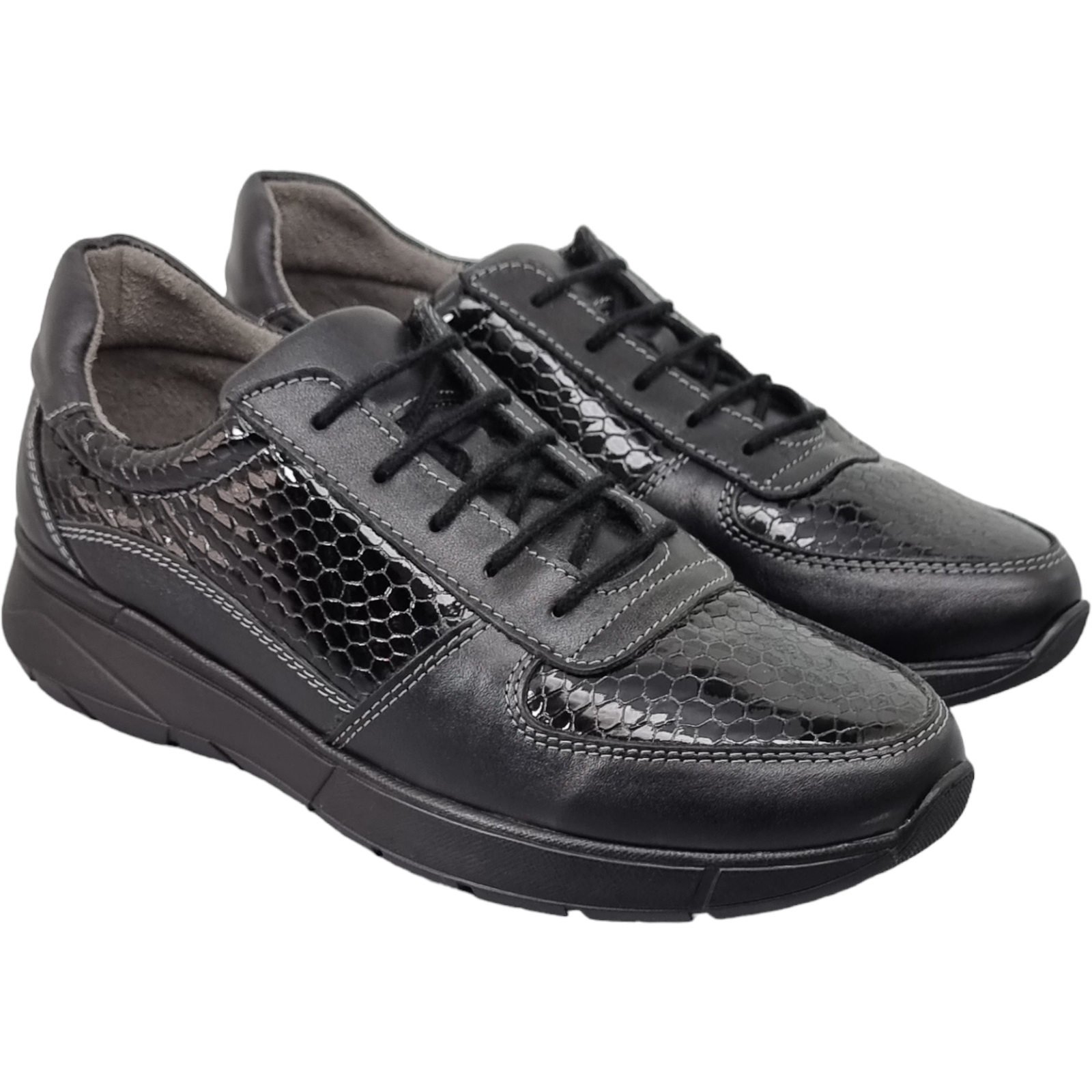 Pantofi Damă Casual Confort Din Piele Naturală Neagră 25115