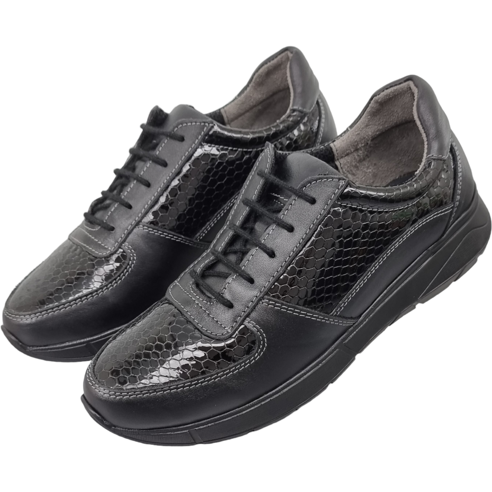 Pantofi Damă Casual Confort Din Piele Naturală Neagră 25115