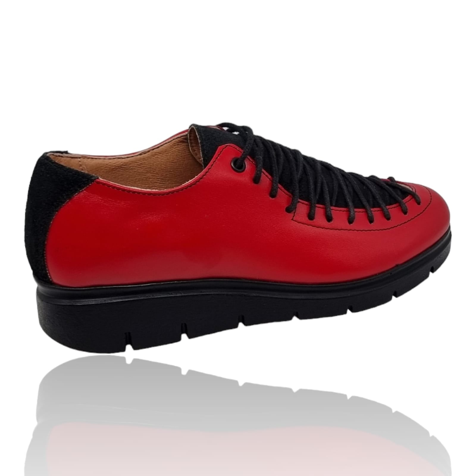 Pantofi Damă Casual Confort Din Piele Naturală Roșie 25292