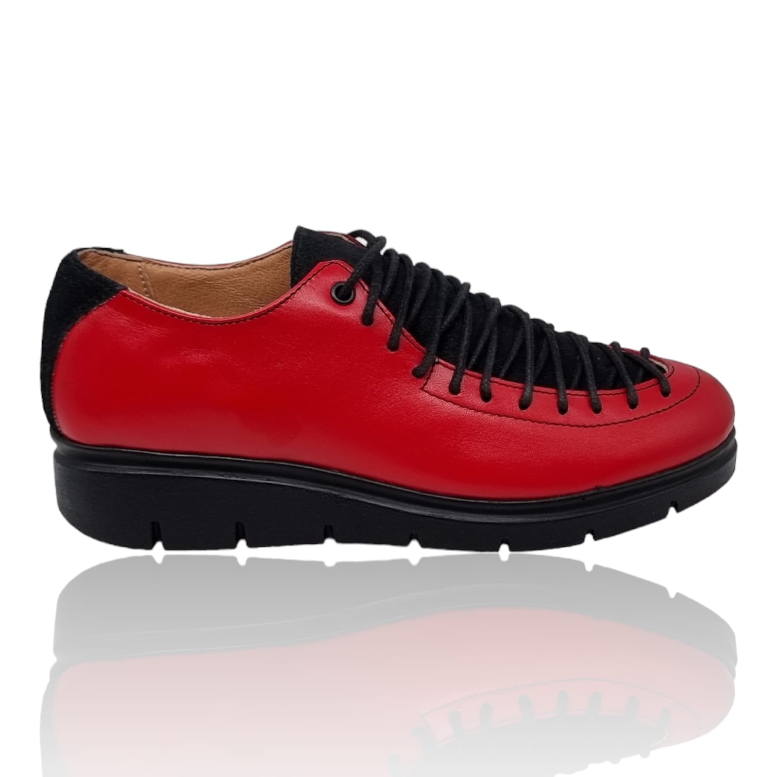 Pantofi Damă Casual Confort Din Piele Naturală Roșie 25292