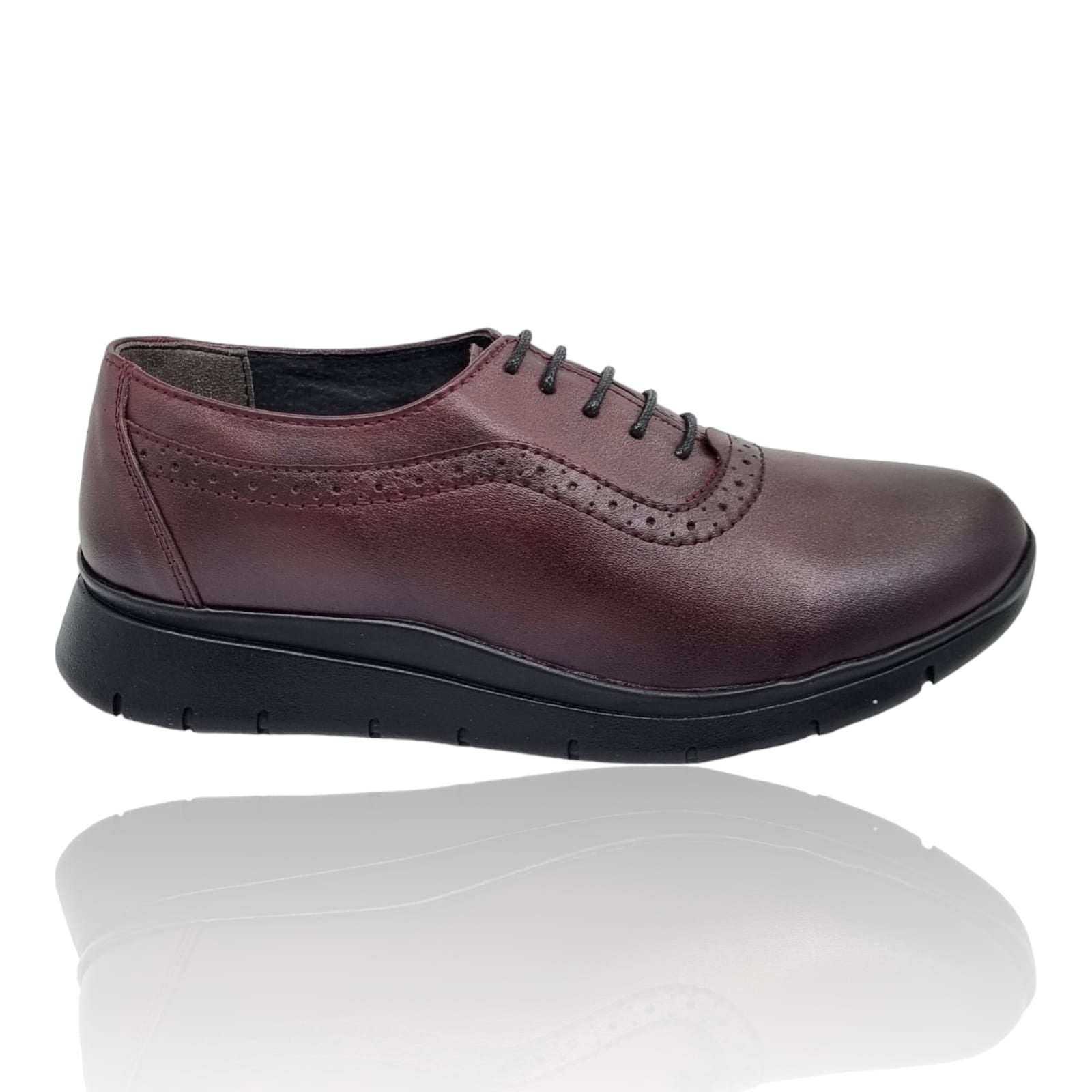 Pantofi Damă Casual Confort Din Piele Naturală Bordo 25274
