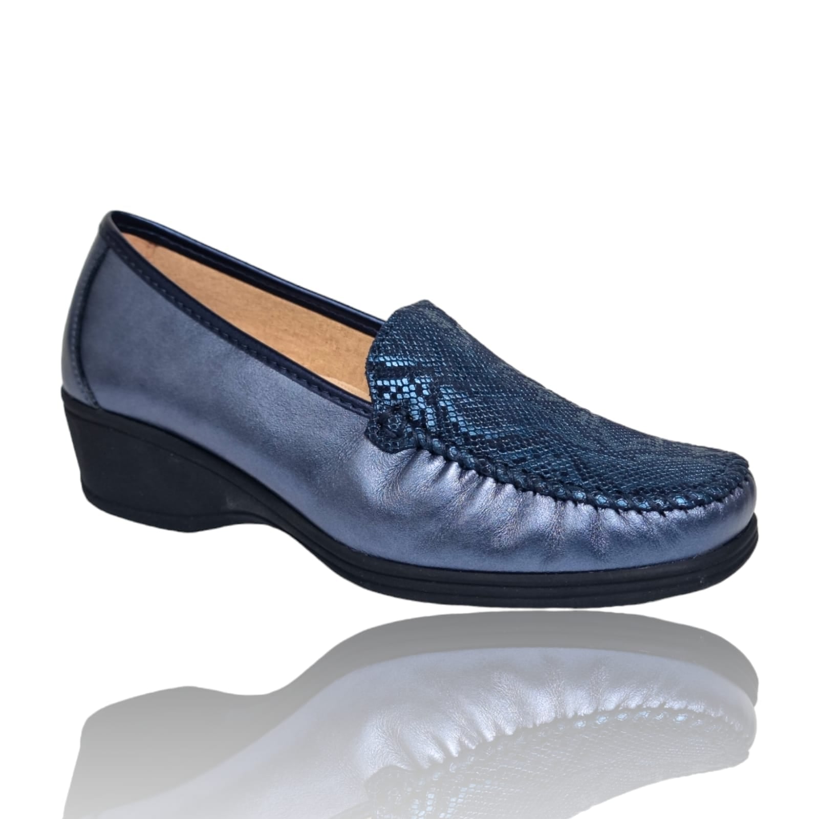 Pantofi Damă Casual Confort Din Piele Naturală Blue 25277