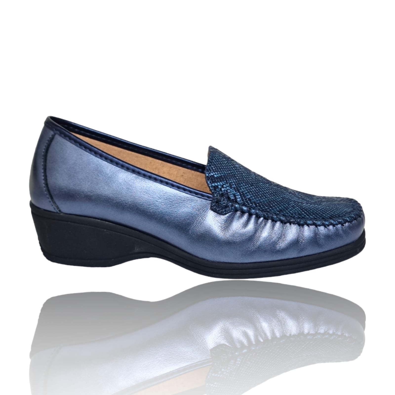 Pantofi Damă Casual Confort Din Piele Naturală Blue 25277
