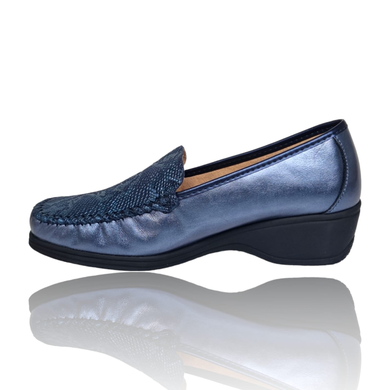 Pantofi Damă Casual Confort Din Piele Naturală Blue 25277