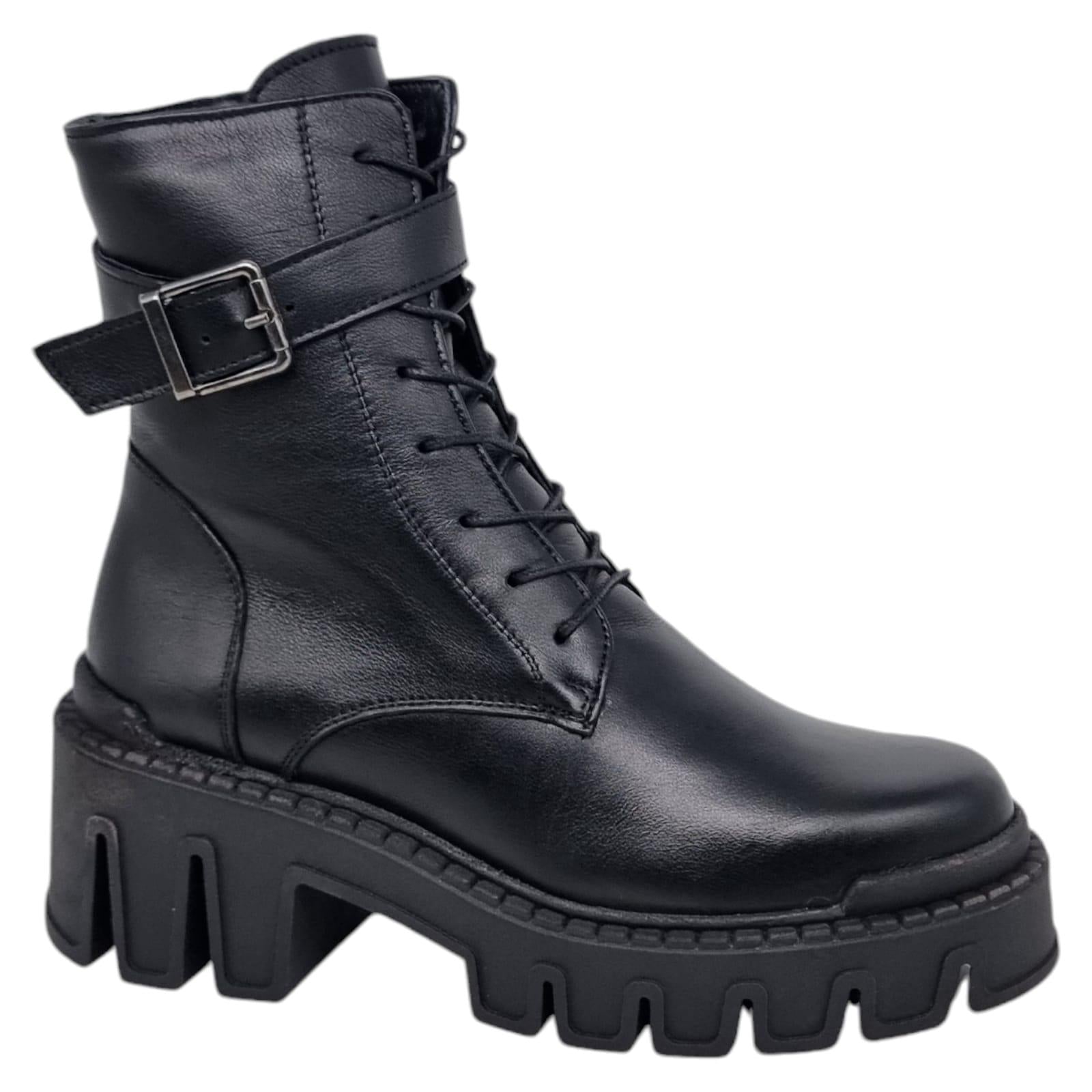 Ghete Damă Casual Din Piele Naturală Neagră 30329