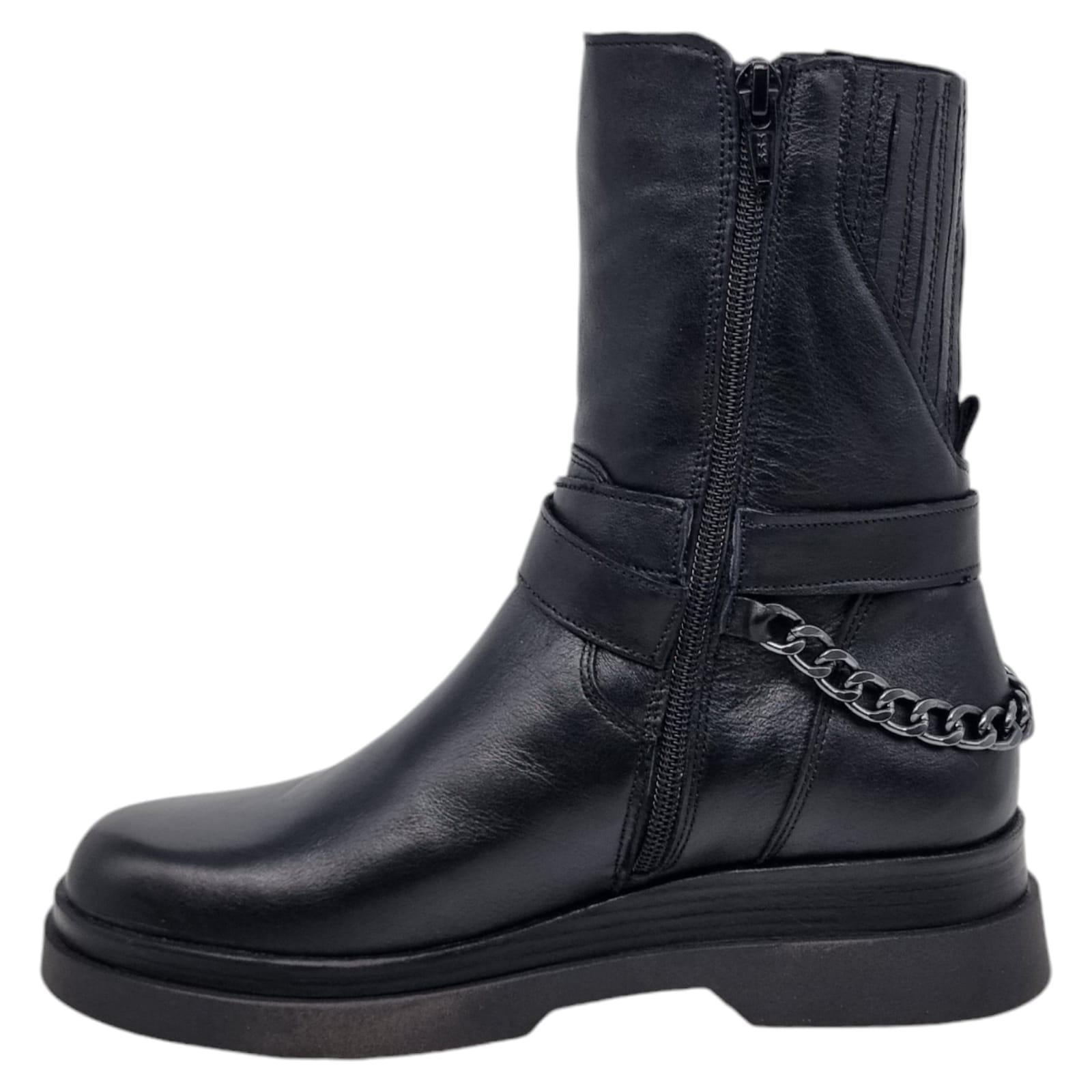 Ghete Damă Casual Din Piele Naturală Neagră 30330