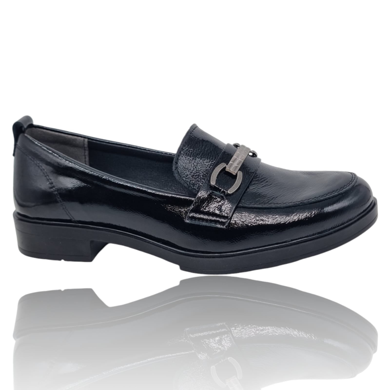 Pantofi Damă Casual Confort Din Piele Naturala Neagra 25345