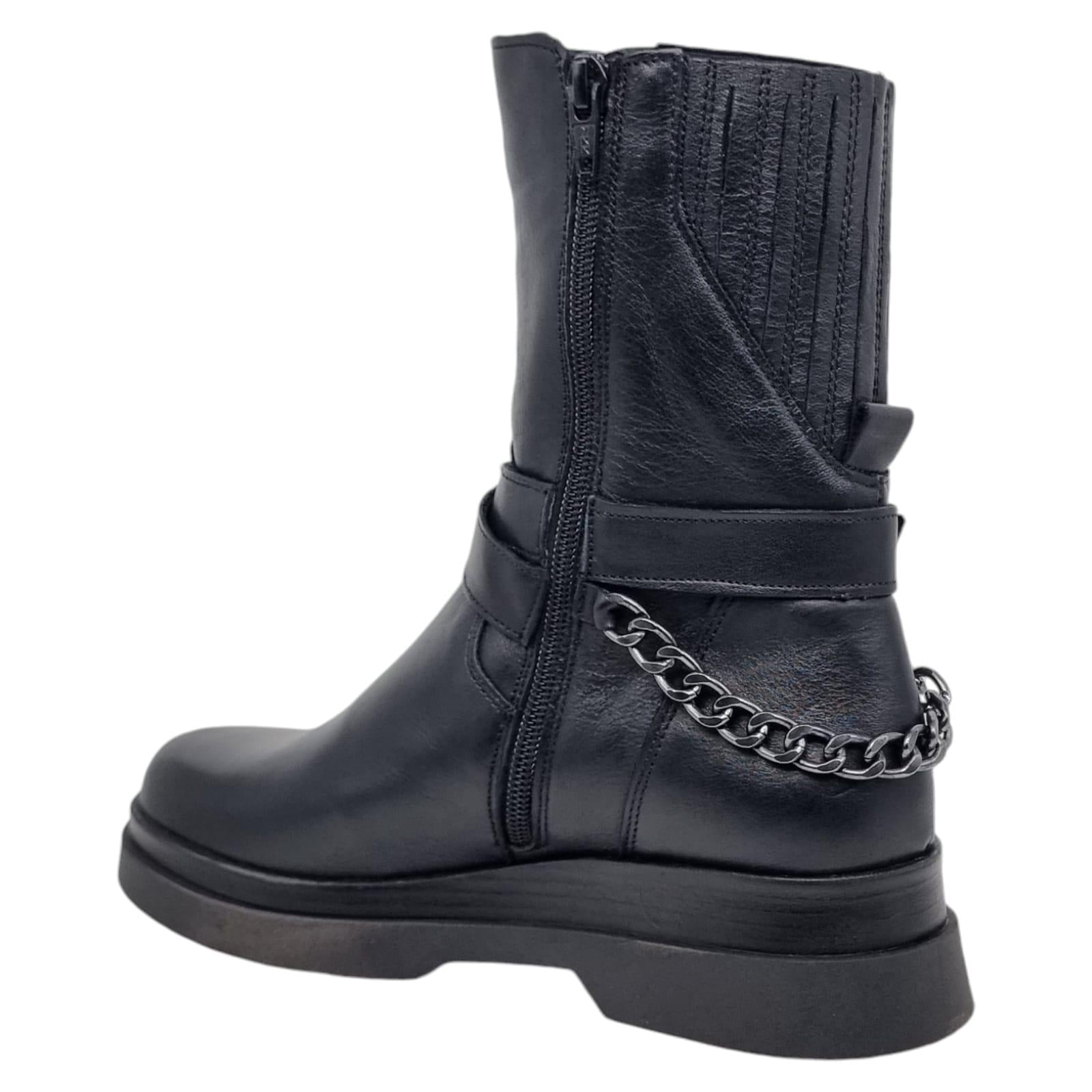 Ghete Damă Casual Din Piele Naturală Neagră 30330