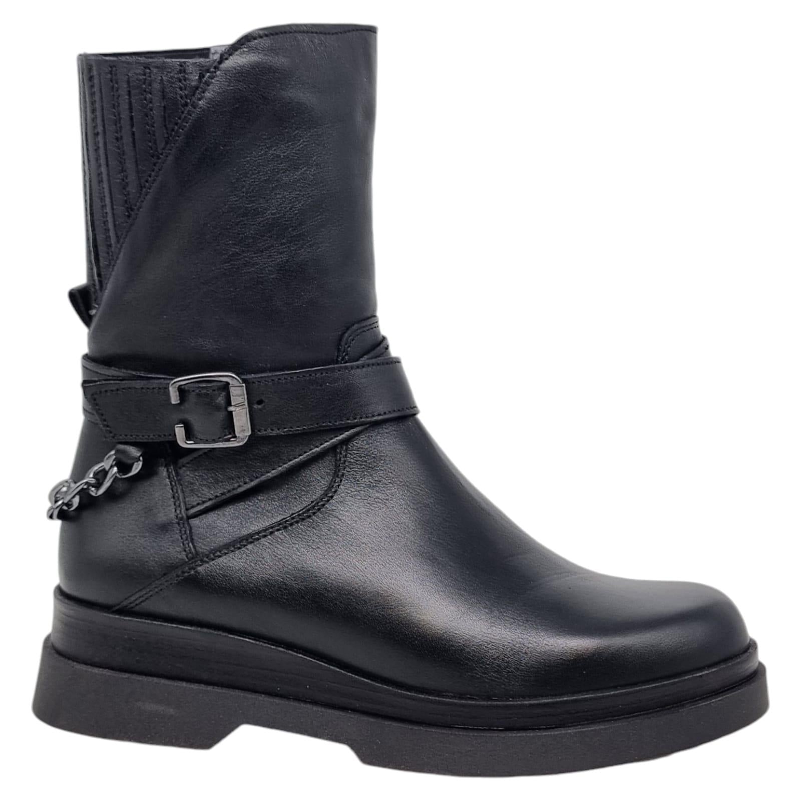 Ghete Damă Casual Din Piele Naturală Neagră 30330