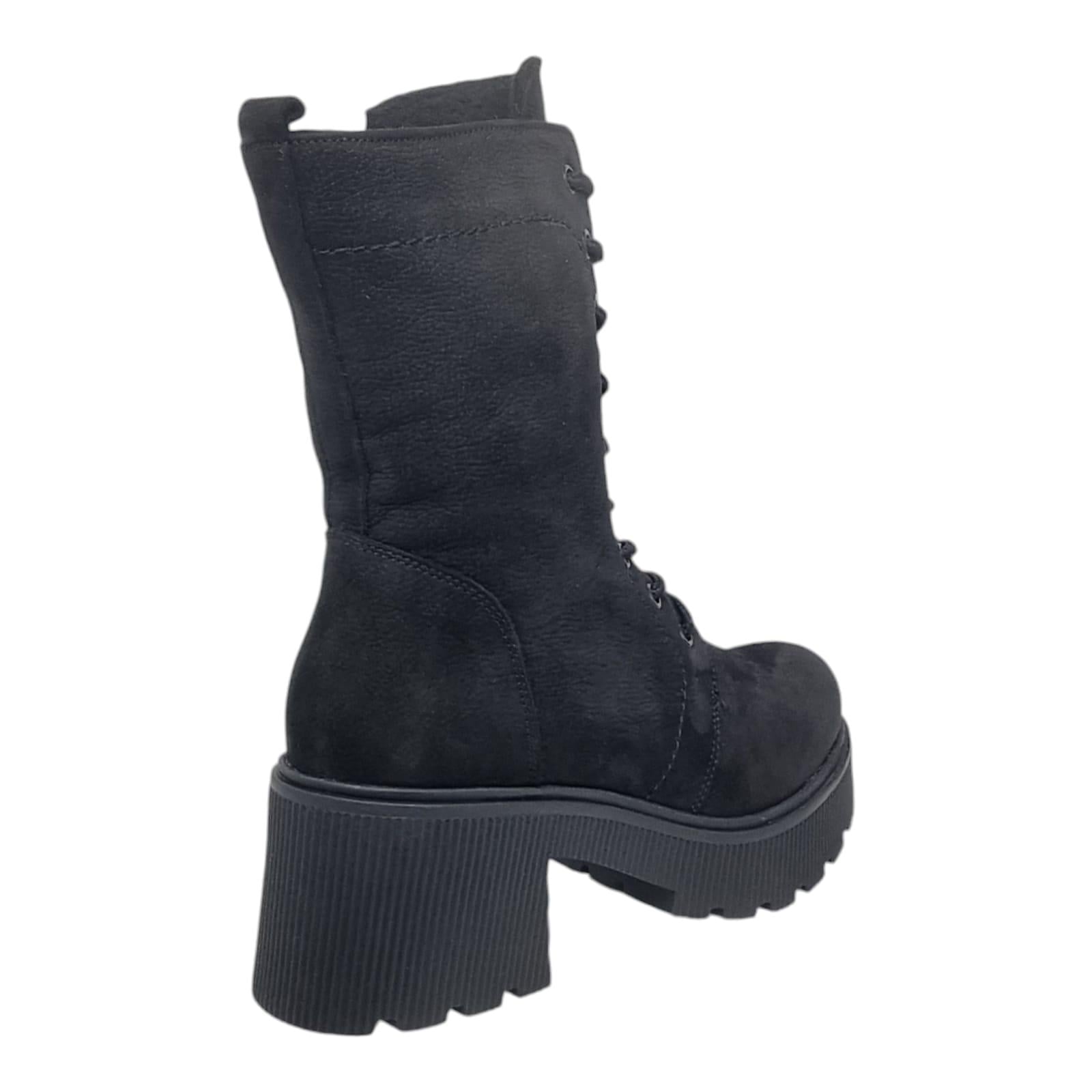 Ghete Damă Casual Din Piele Naturală Neagră Velur 30333