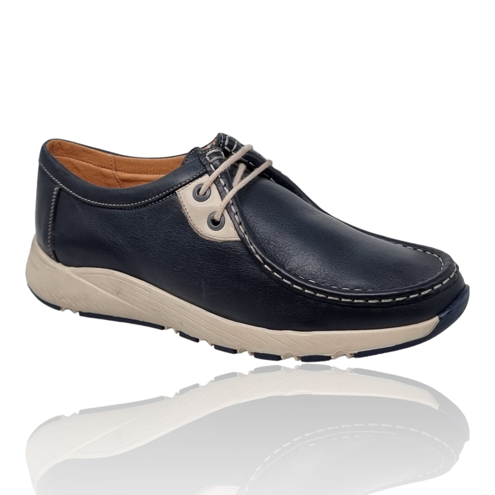 Pantofi Damă Casual Confort Din Piele Naturala Blue 25314