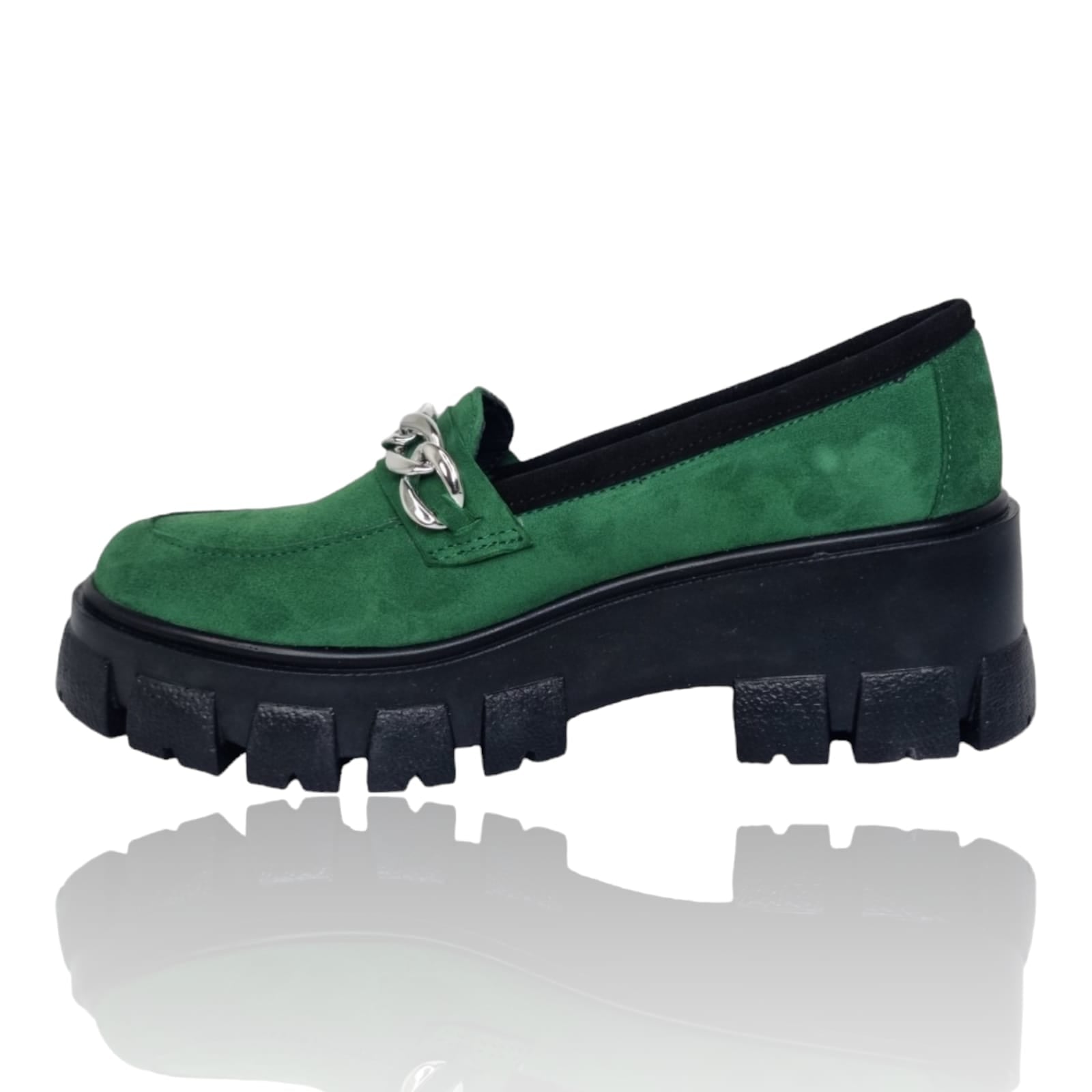 Pantofi Damă Casual Confort Din Piele Naturală Verde 25322