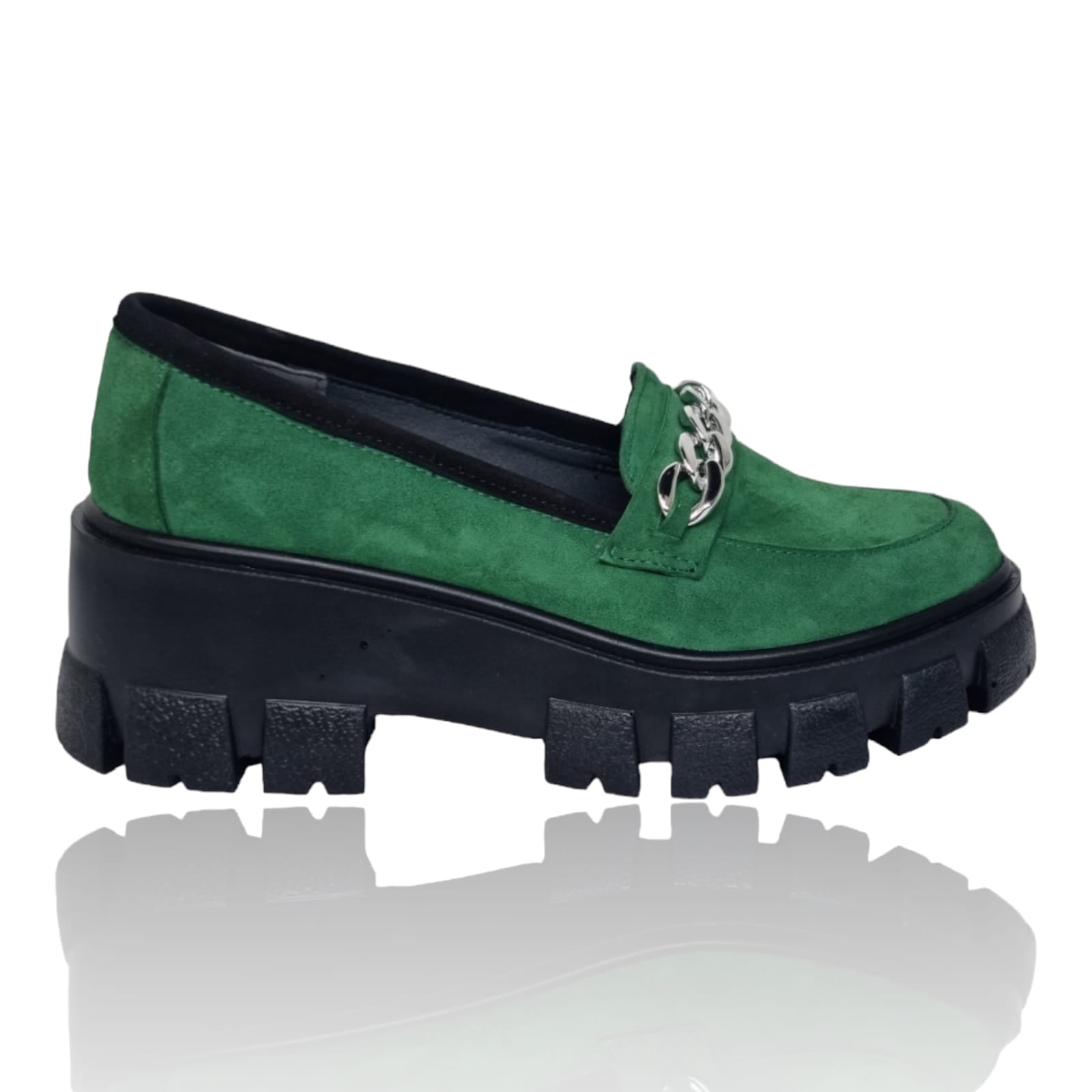 Pantofi Damă Casual Confort Din Piele Naturală Verde 25322