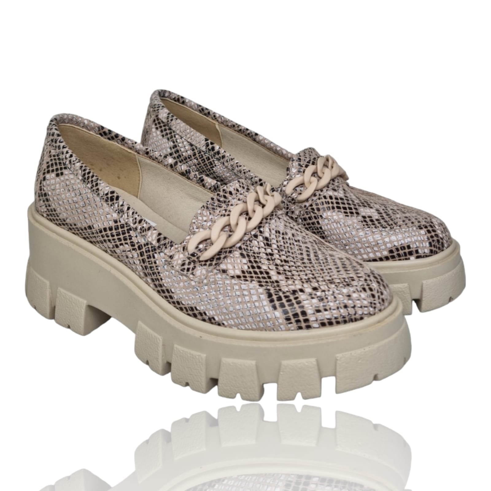 Pantofi Damă Casual Confort Din Piele Naturală Sarp Bej 25323