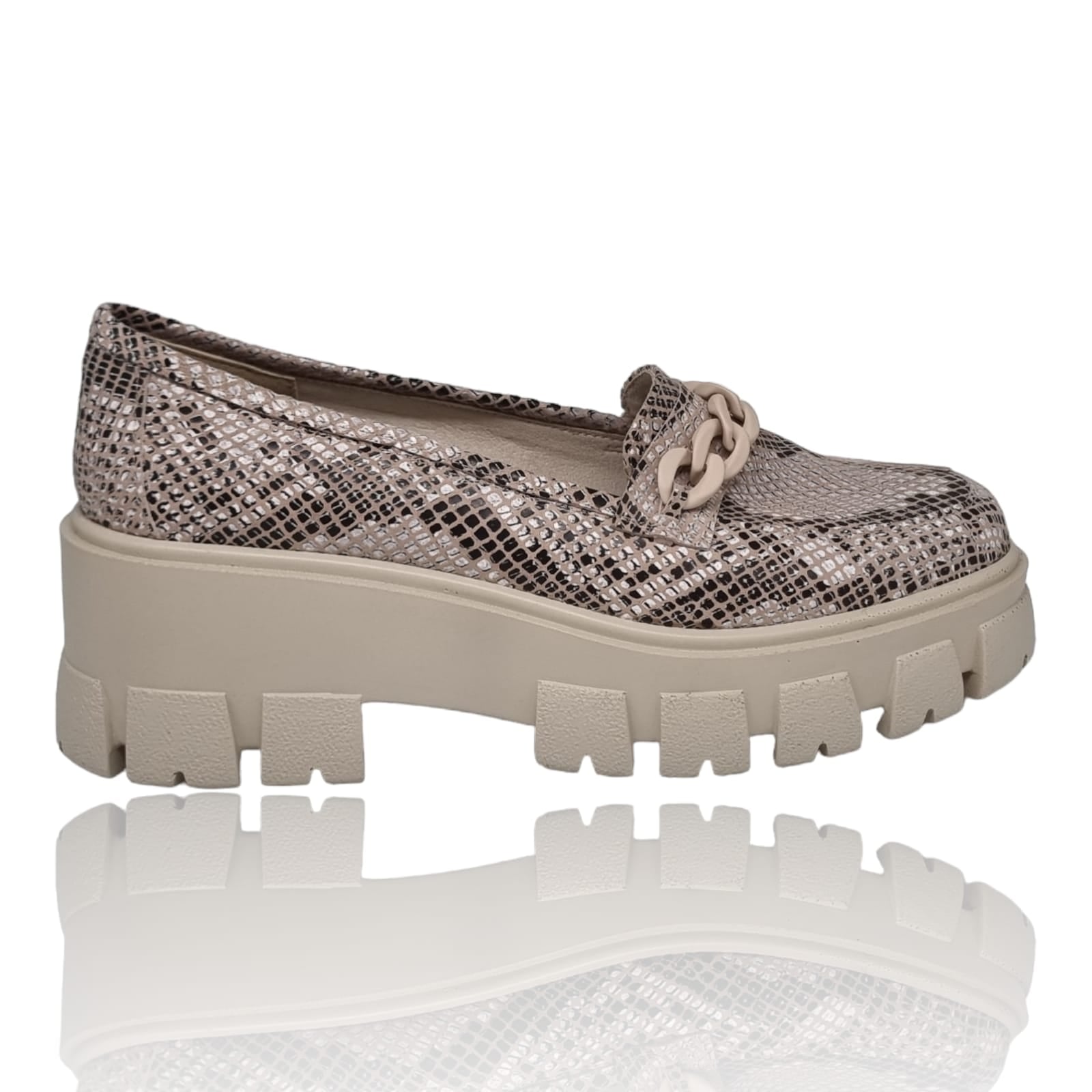 Pantofi Damă Casual Confort Din Piele Naturală Sarp Bej 25323